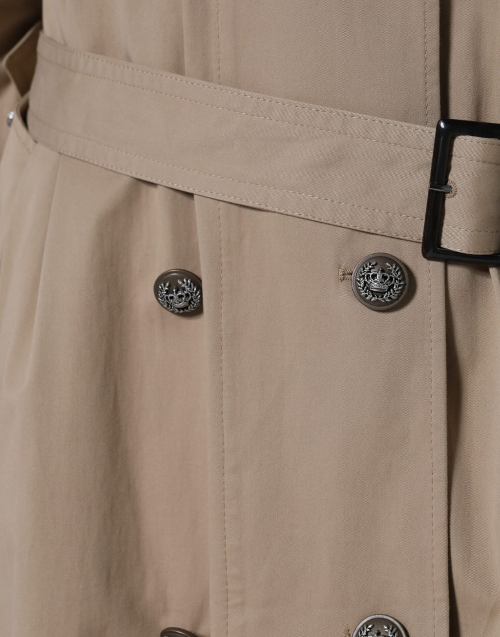 Dolce & Gabbana Khaki Double-Breasted Trench Coat Jacket