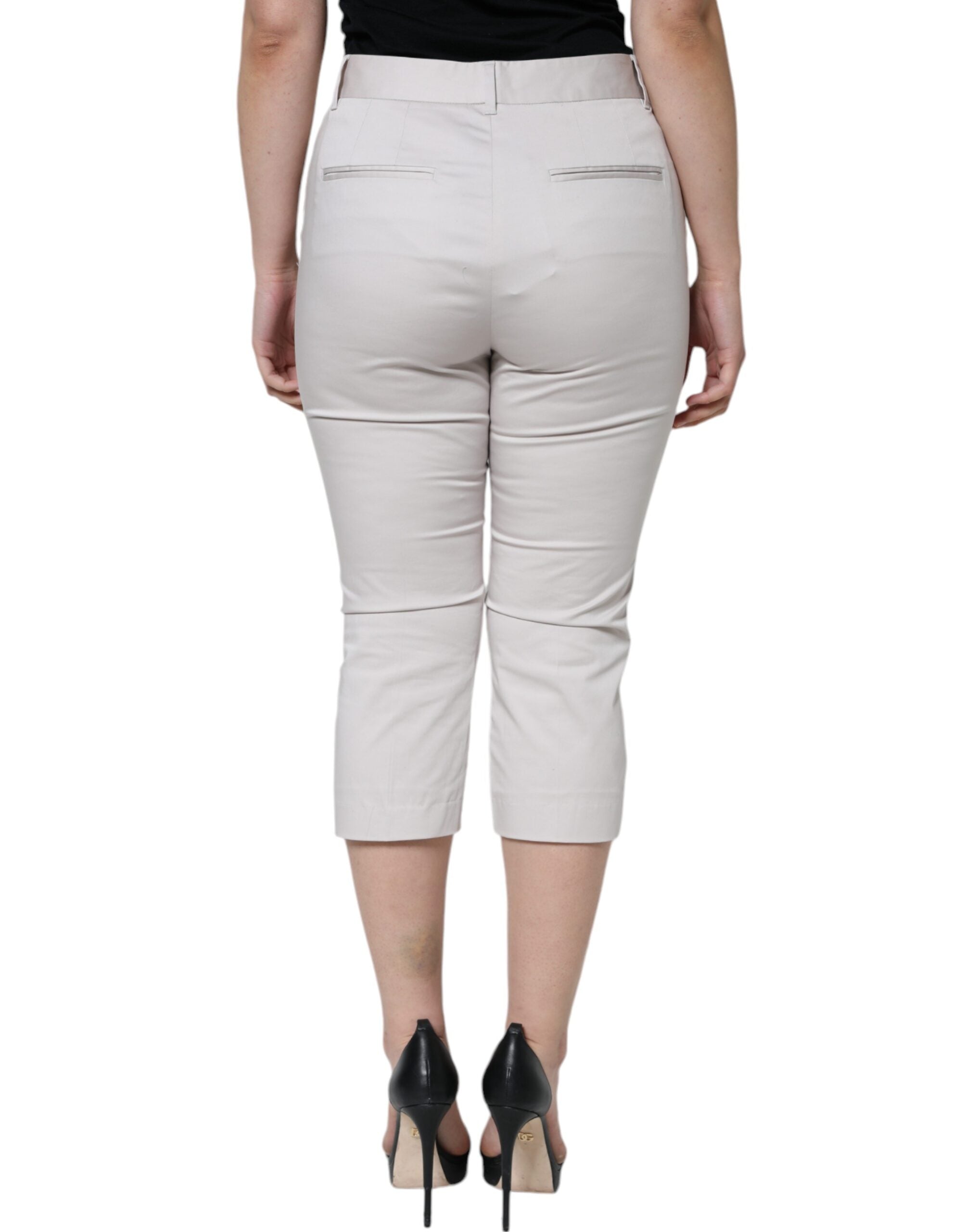 Dolce & Gabbana White Mid-Rise Cotton Skinny Trousers