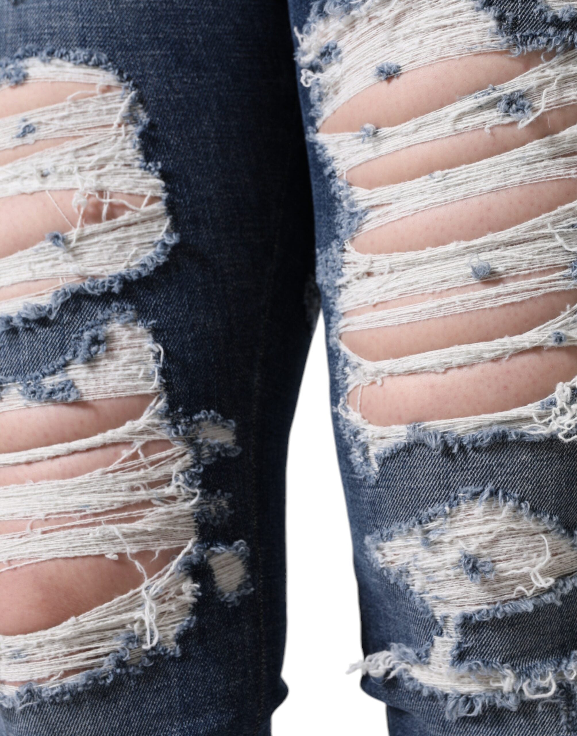 Dolce & Gabbana Blue Frayed Cotton-Blend Skinny Jeans
