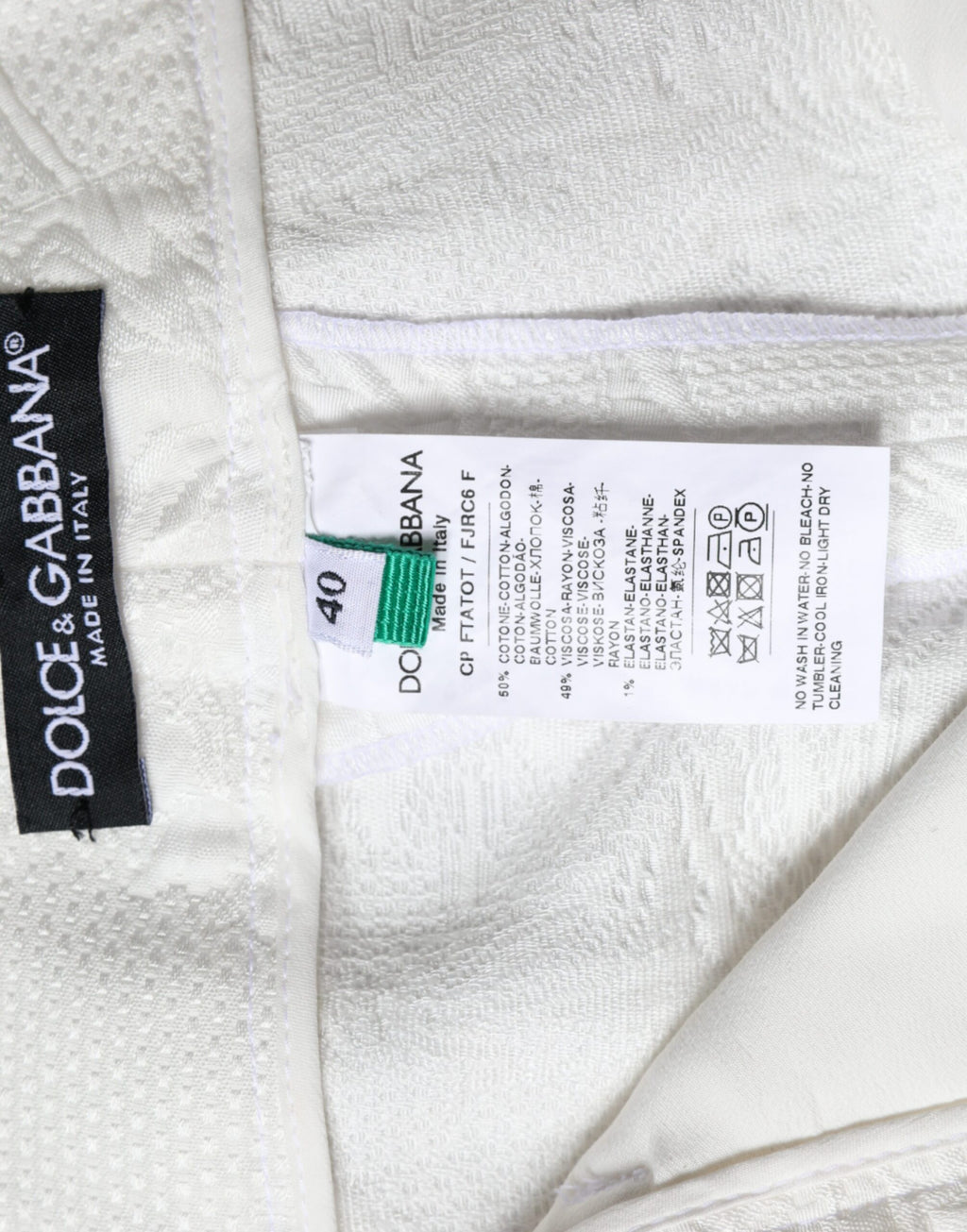 Dolce & Gabbana Weiße geblümte Brokat-Baumwoll-Cropped-Hose