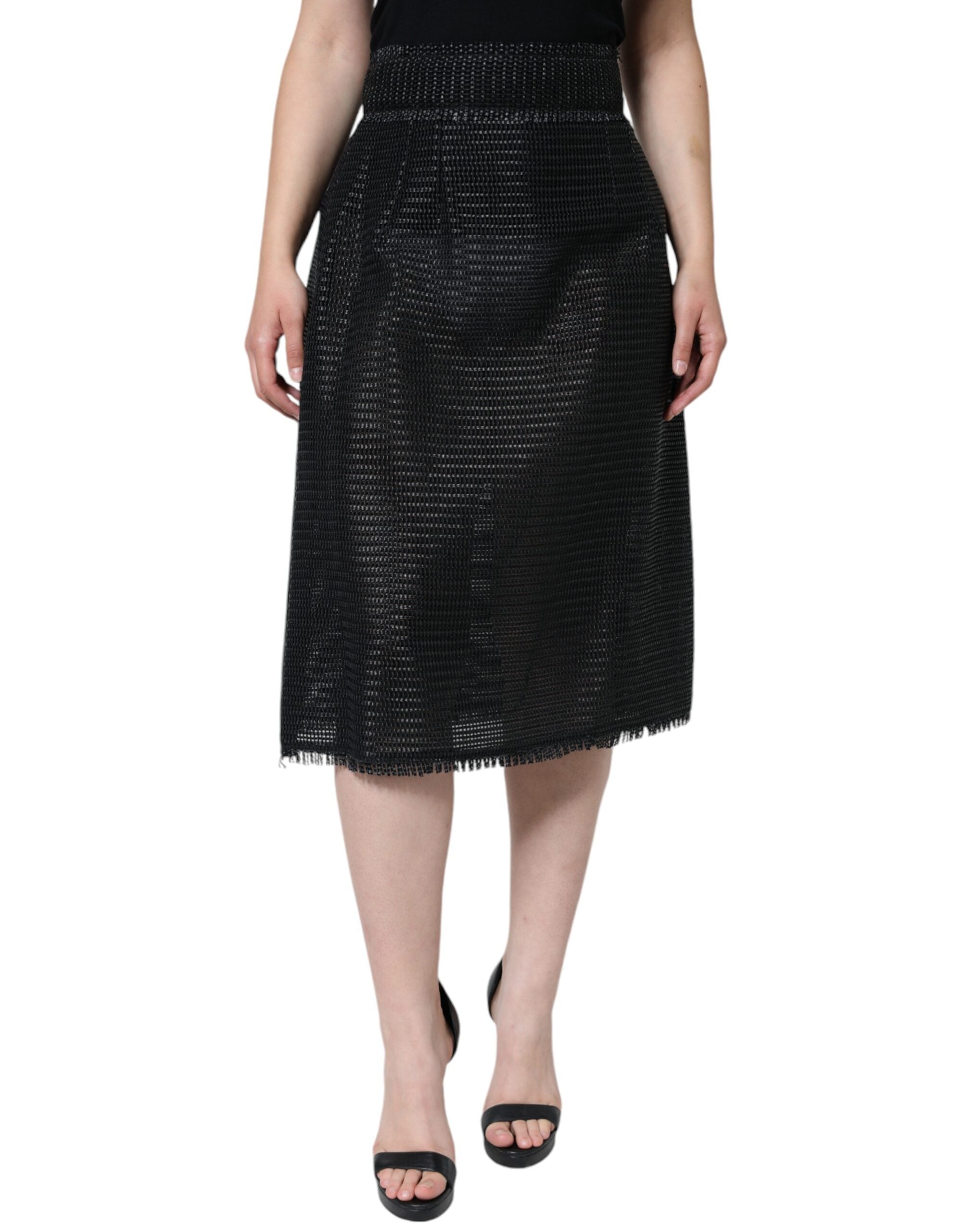 Dolce & Gabbana Black Viscose High-Waisted Pencil Skirt