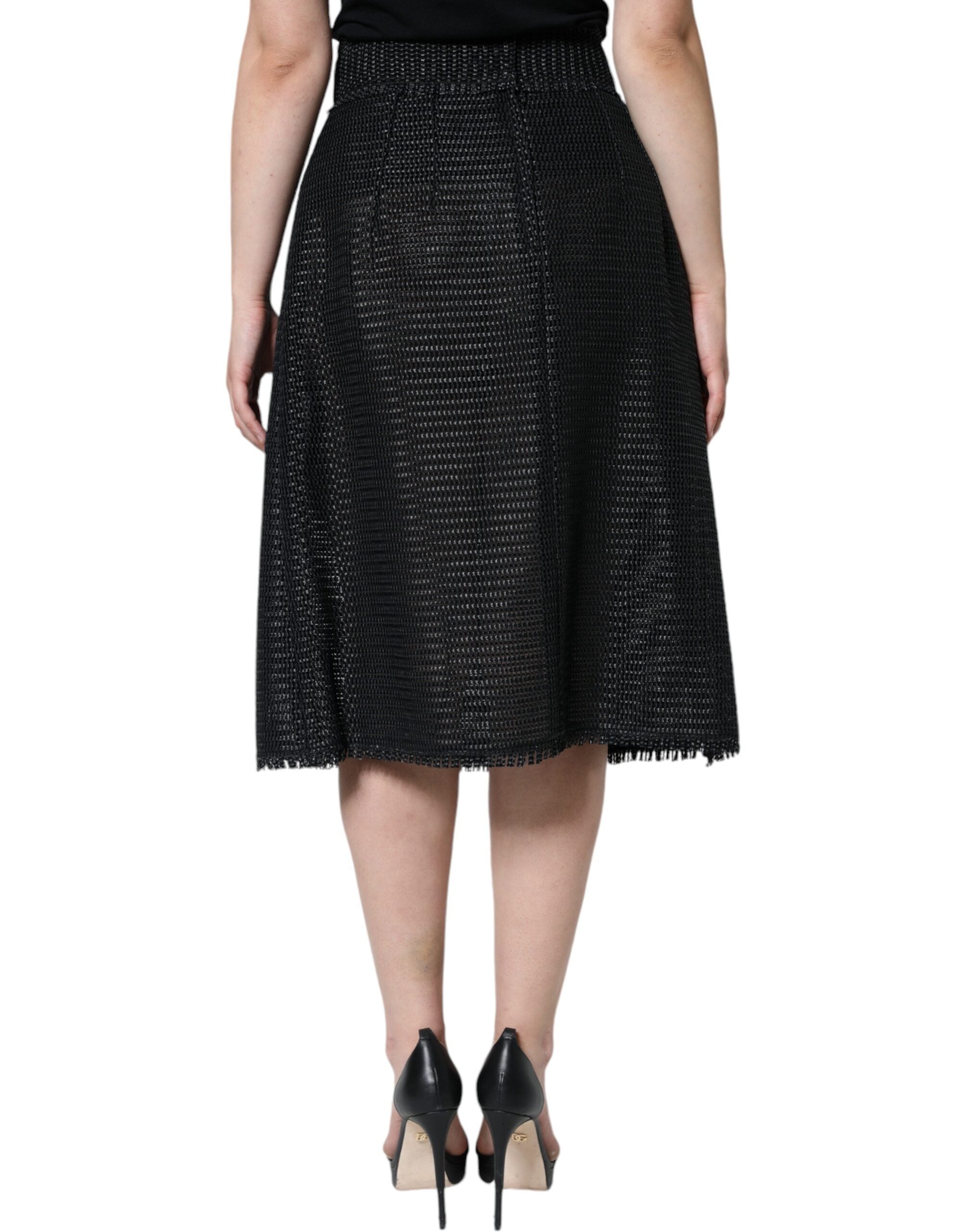 Dolce & Gabbana Black Viscose High-Waisted Pencil Skirt