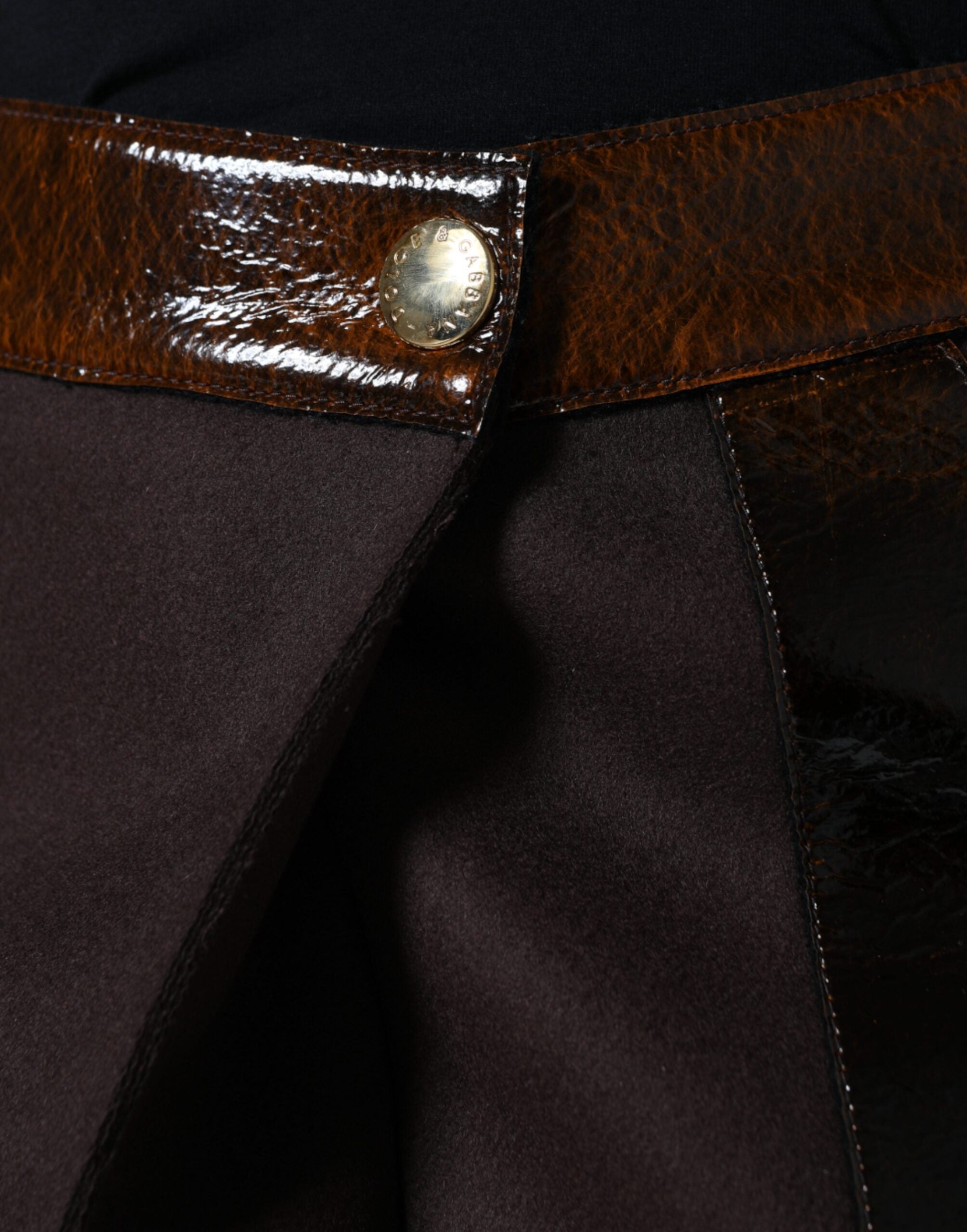 Dolce & Gabbana Brown Virgin Wool A-Line Mid-Waist Mini Skirt