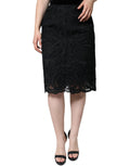 Dolce & Gabbana Black Floral Lace High-Waist Pencil Skirt