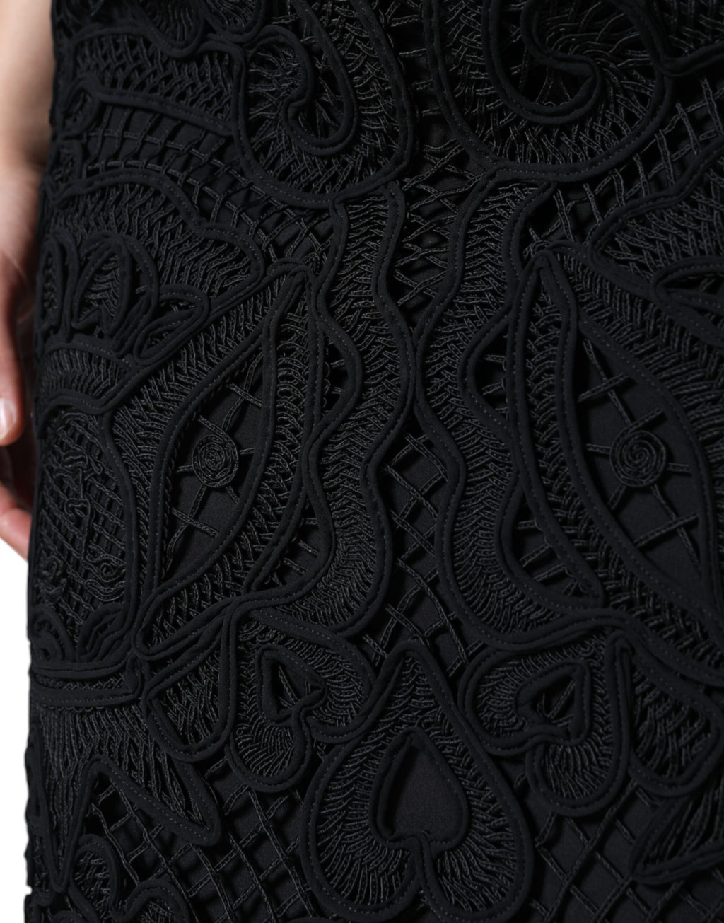 Dolce & Gabbana Black Floral Lace High-Waist Pencil Skirt