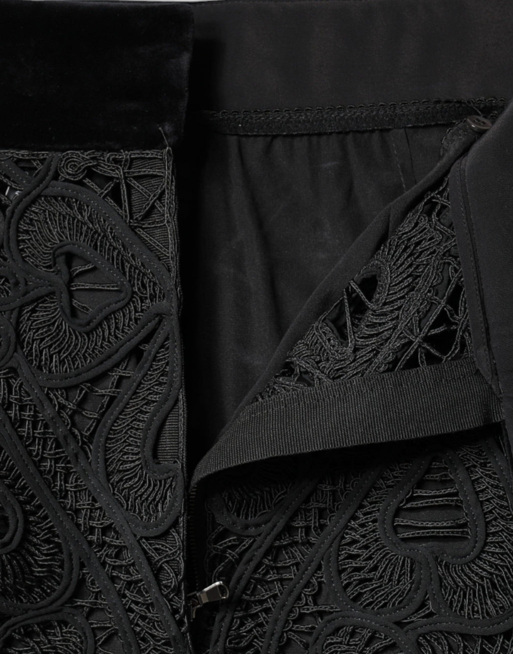 Dolce & Gabbana Black Floral Lace High-Waist Pencil Skirt