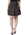 Dolce & Gabbana Multicolor Tartan Tweed A-Linien-Minirock mit hoher Taille