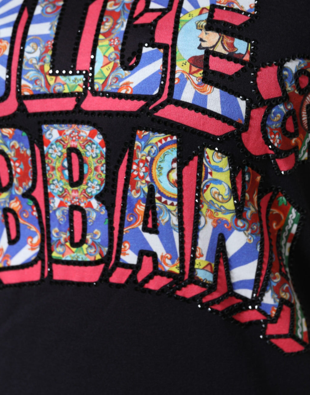 Dolce & Gabbana Black Cotton Crew Neck T-Shirt with Logo Print
