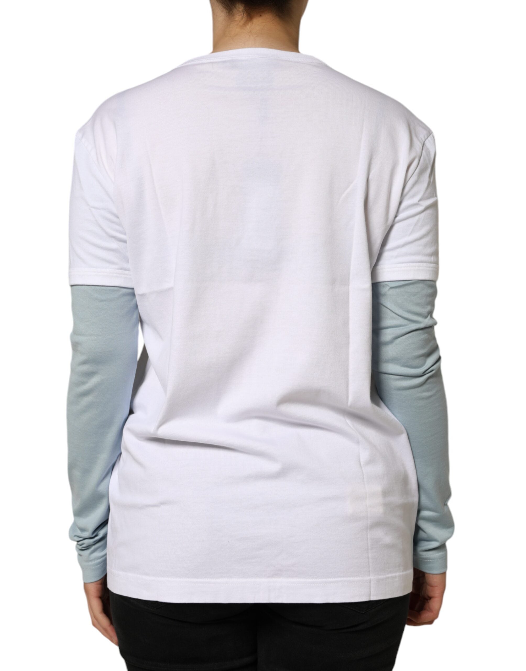 Dolce & Gabbana White Cotton Crew-Neck T-Shirt with Logo Print