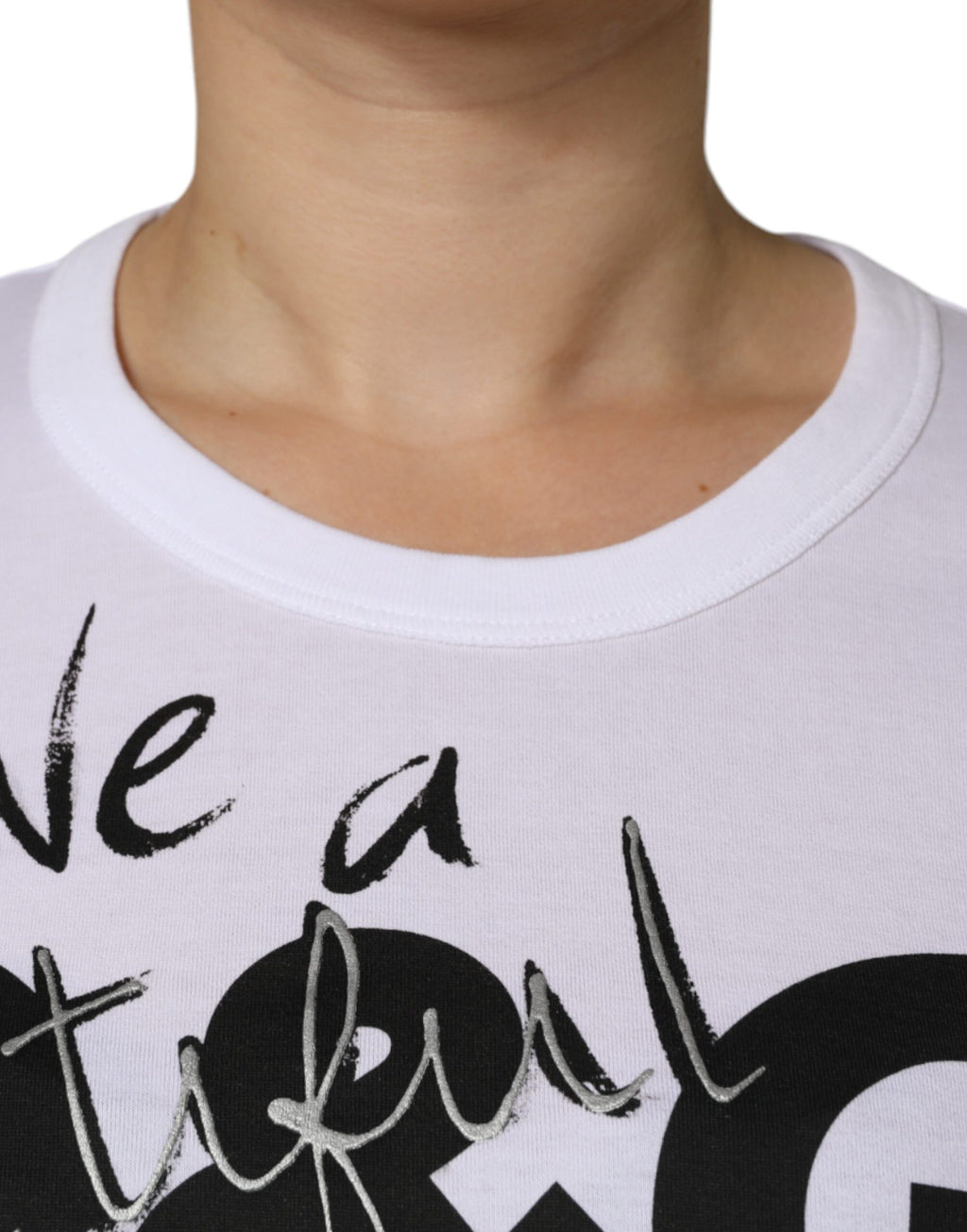Dolce & Gabbana White Cotton Crew-Neck T-Shirt with Logo Print