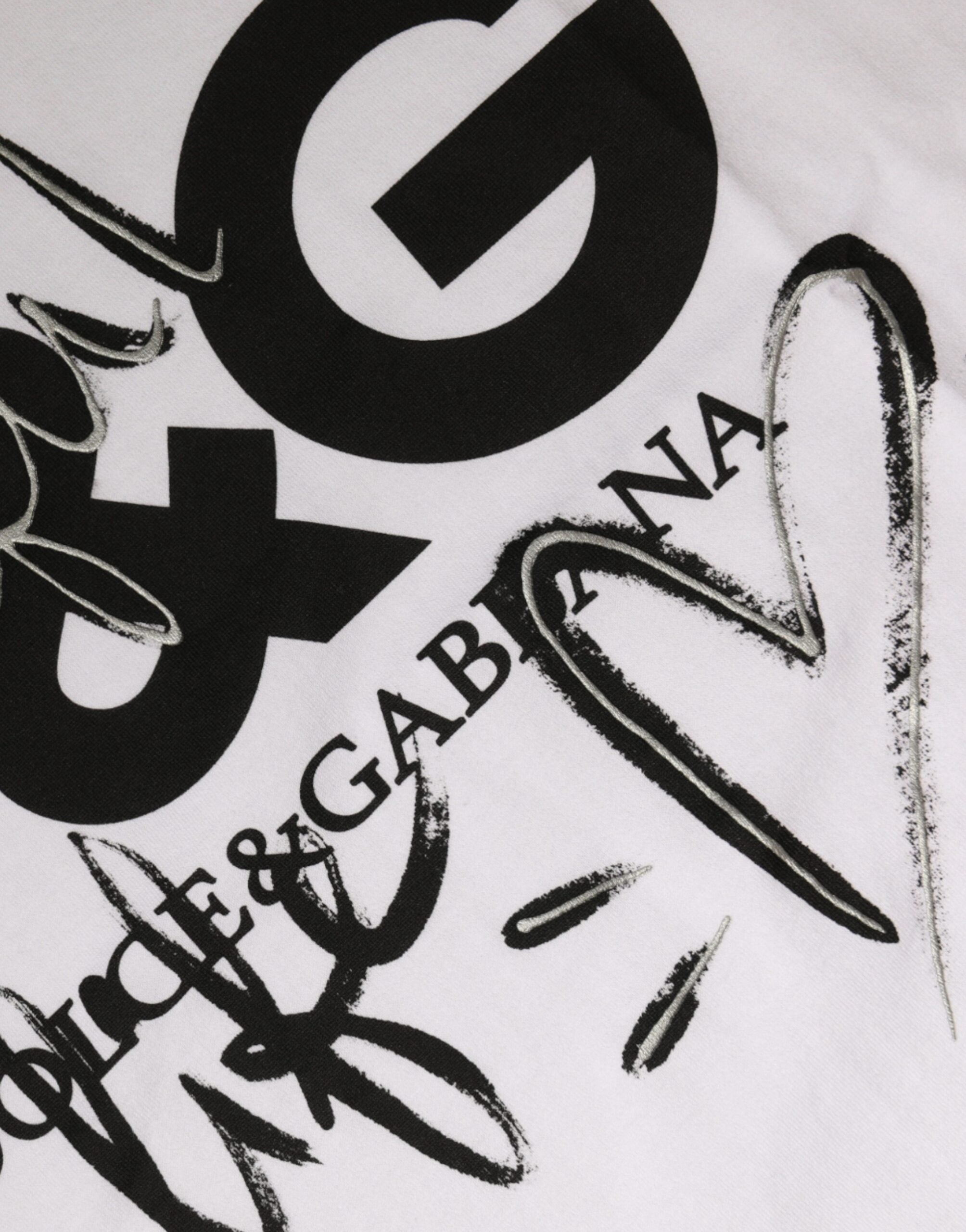 Dolce & Gabbana White Cotton Crew-Neck T-Shirt with Logo Print