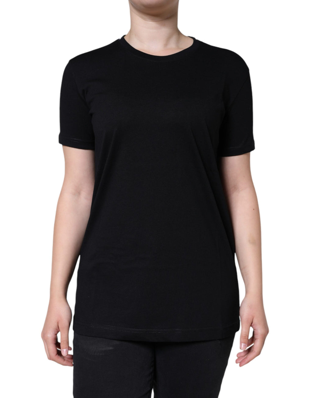 Dolce & Gabbana Black Cotton Crew-Neck Short-Sleeve T-Shirt