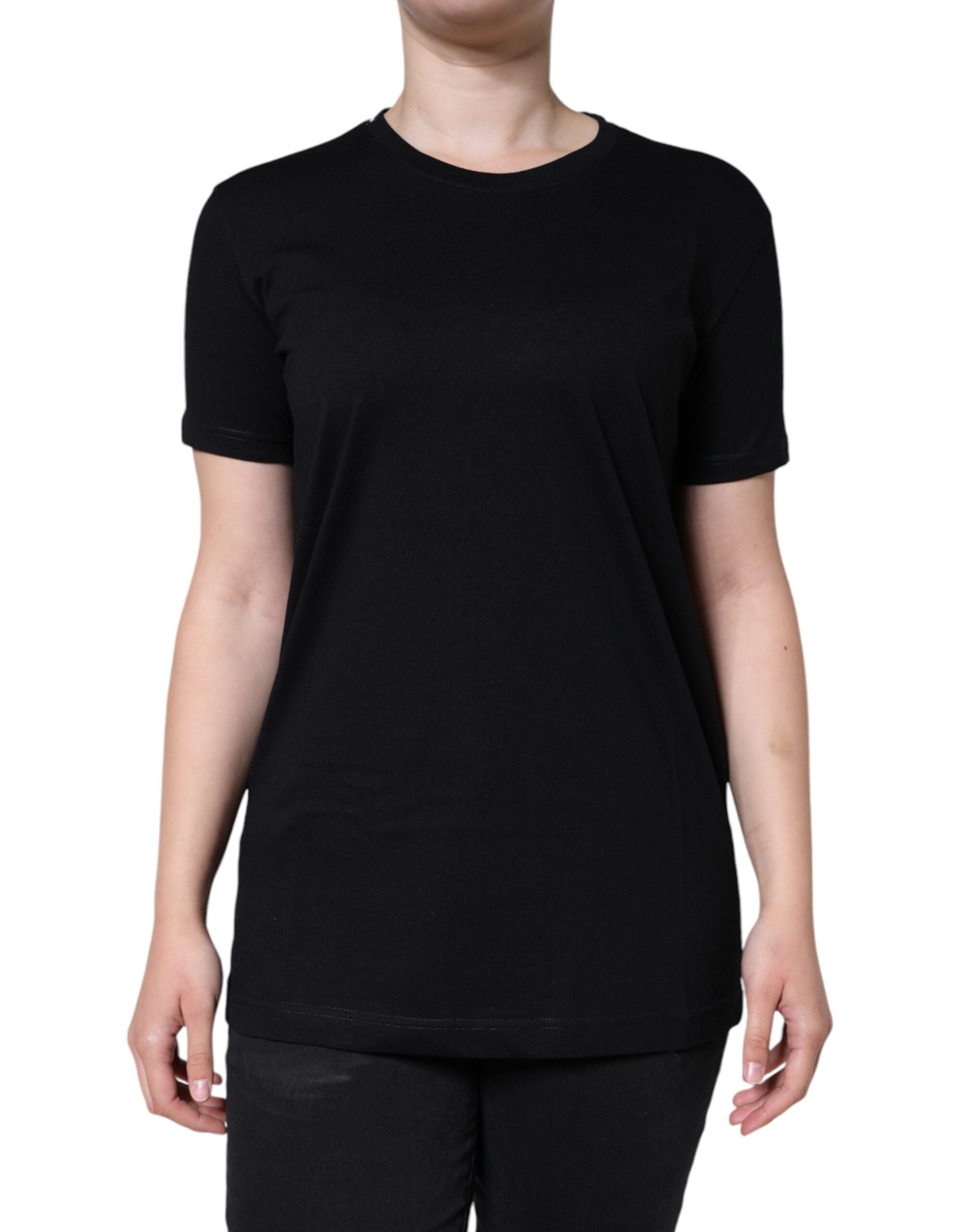 Dolce & Gabbana Black Cotton Crew-Neck Short-Sleeve T-Shirt