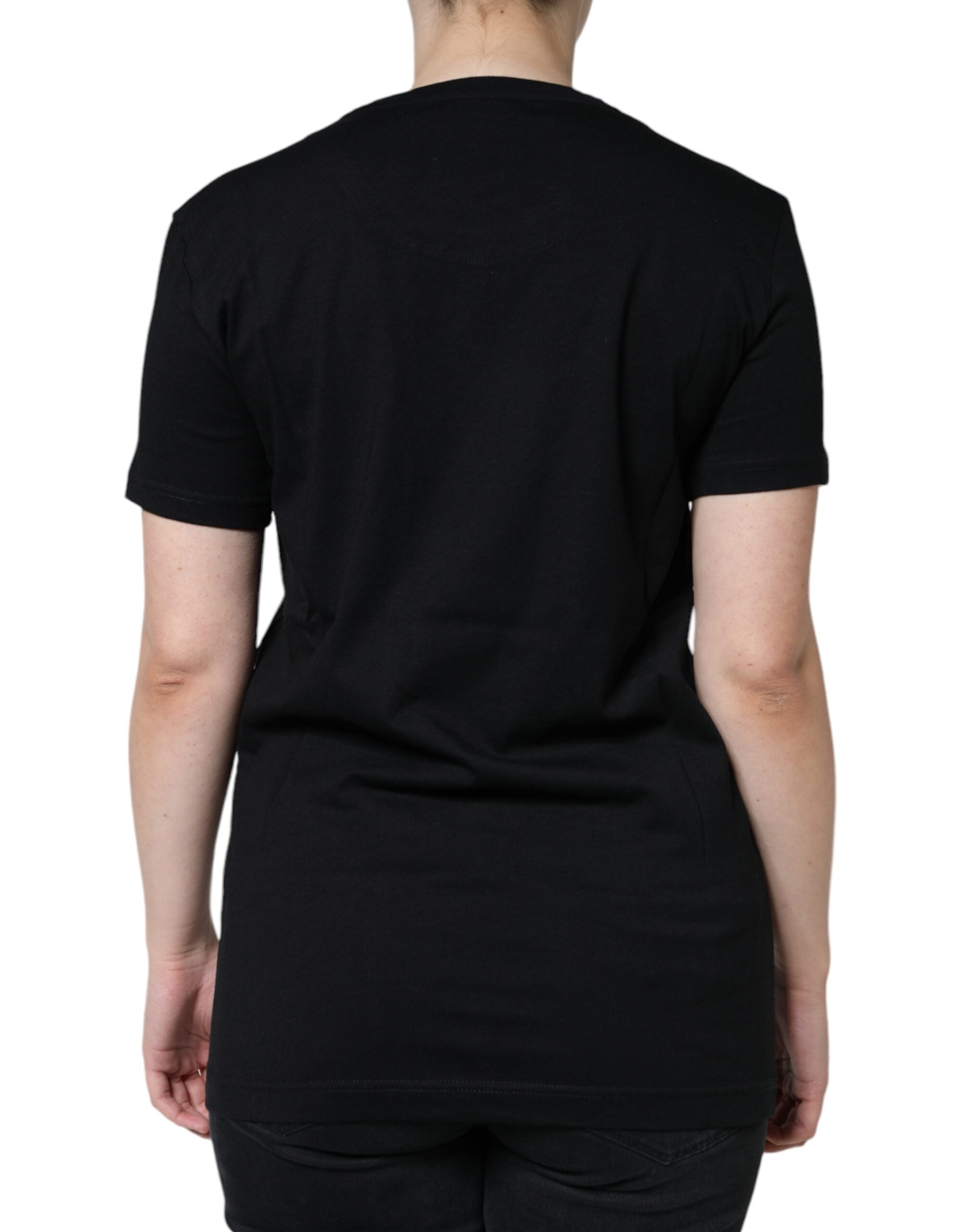 Dolce & Gabbana Black Cotton Crew-Neck Short-Sleeve T-Shirt