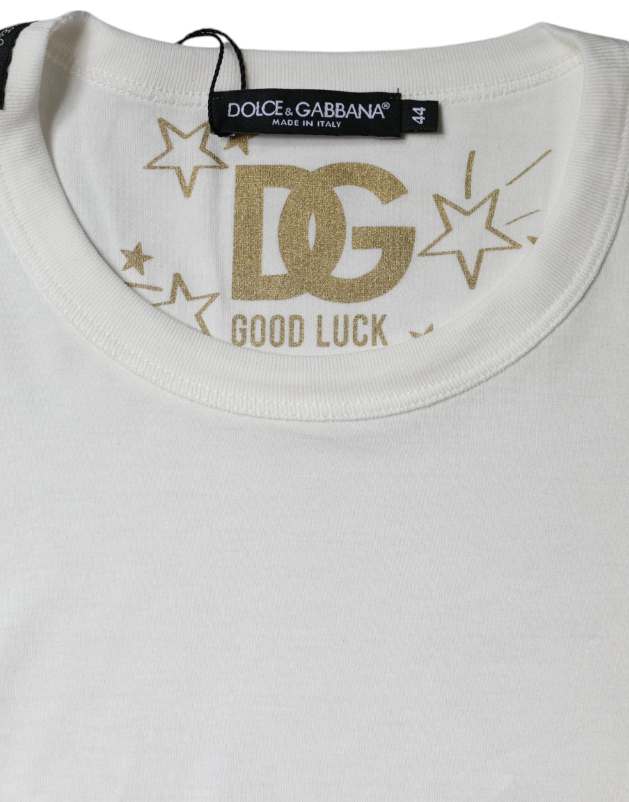 Dolce & Gabbana Weißes Baumwoll-T-Shirt mit Rundhalsausschnitt und kurzen Ärmeln