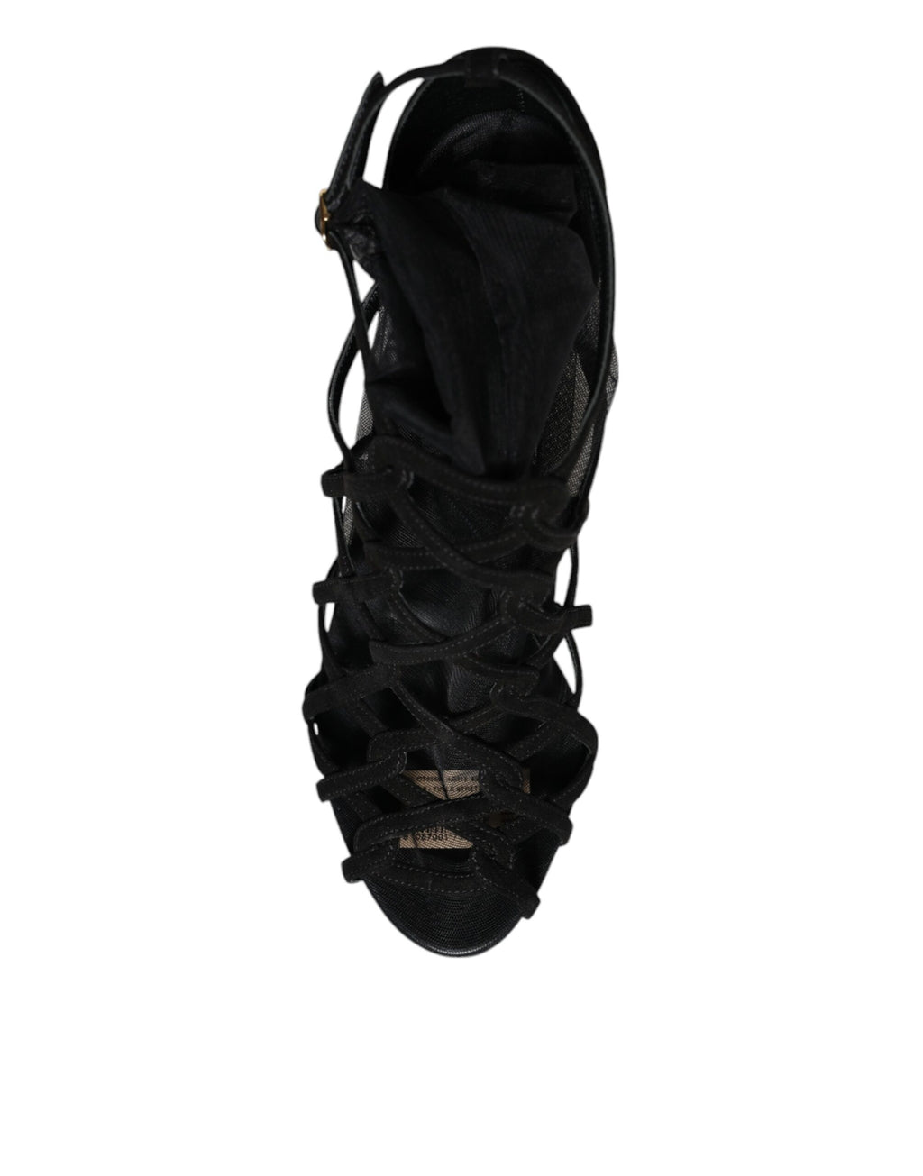 Dolce & Gabbana Black Tulle Stretch Heel Sandals Shoes