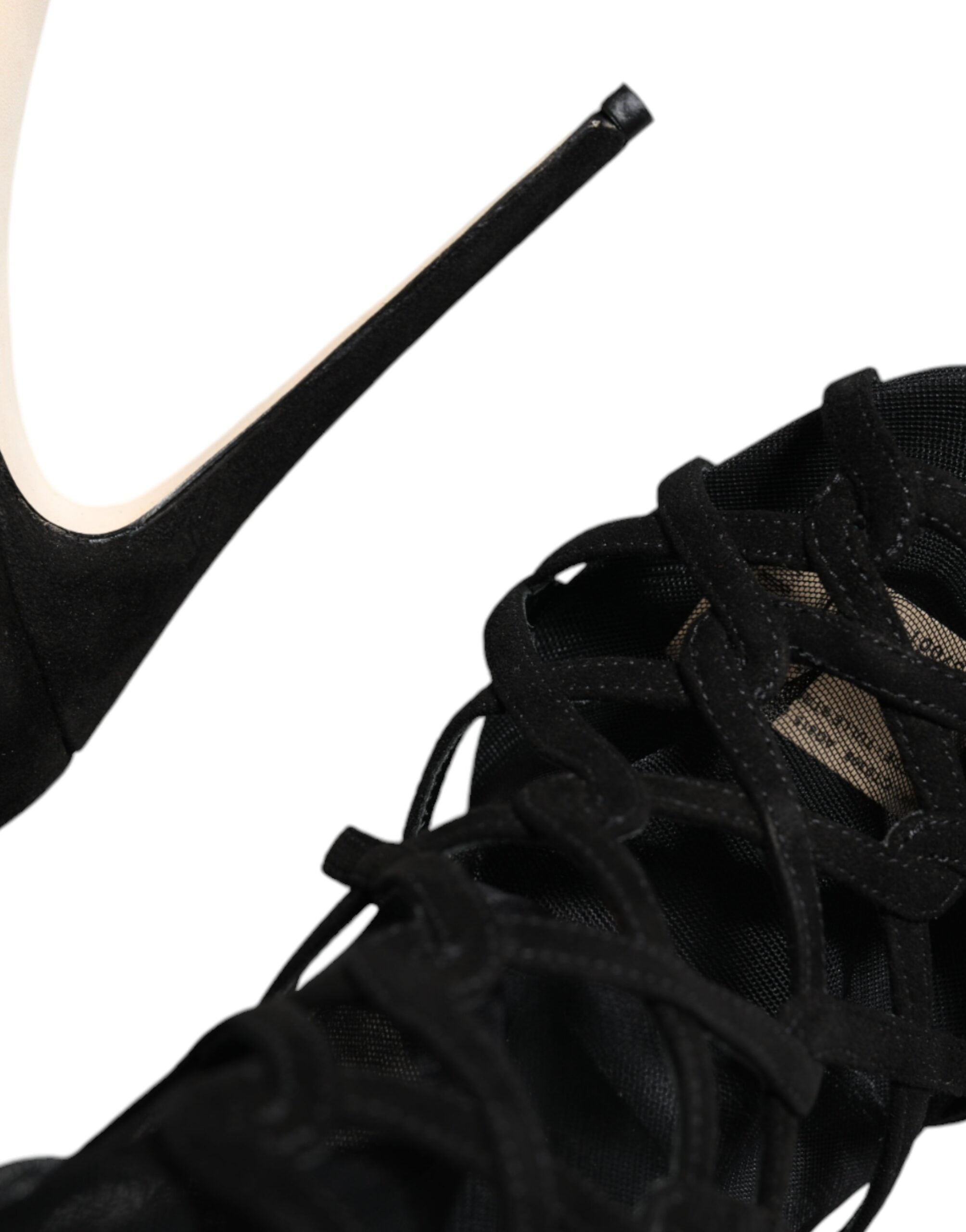 Dolce & Gabbana Black Tulle Stretch Heel Sandals Shoes