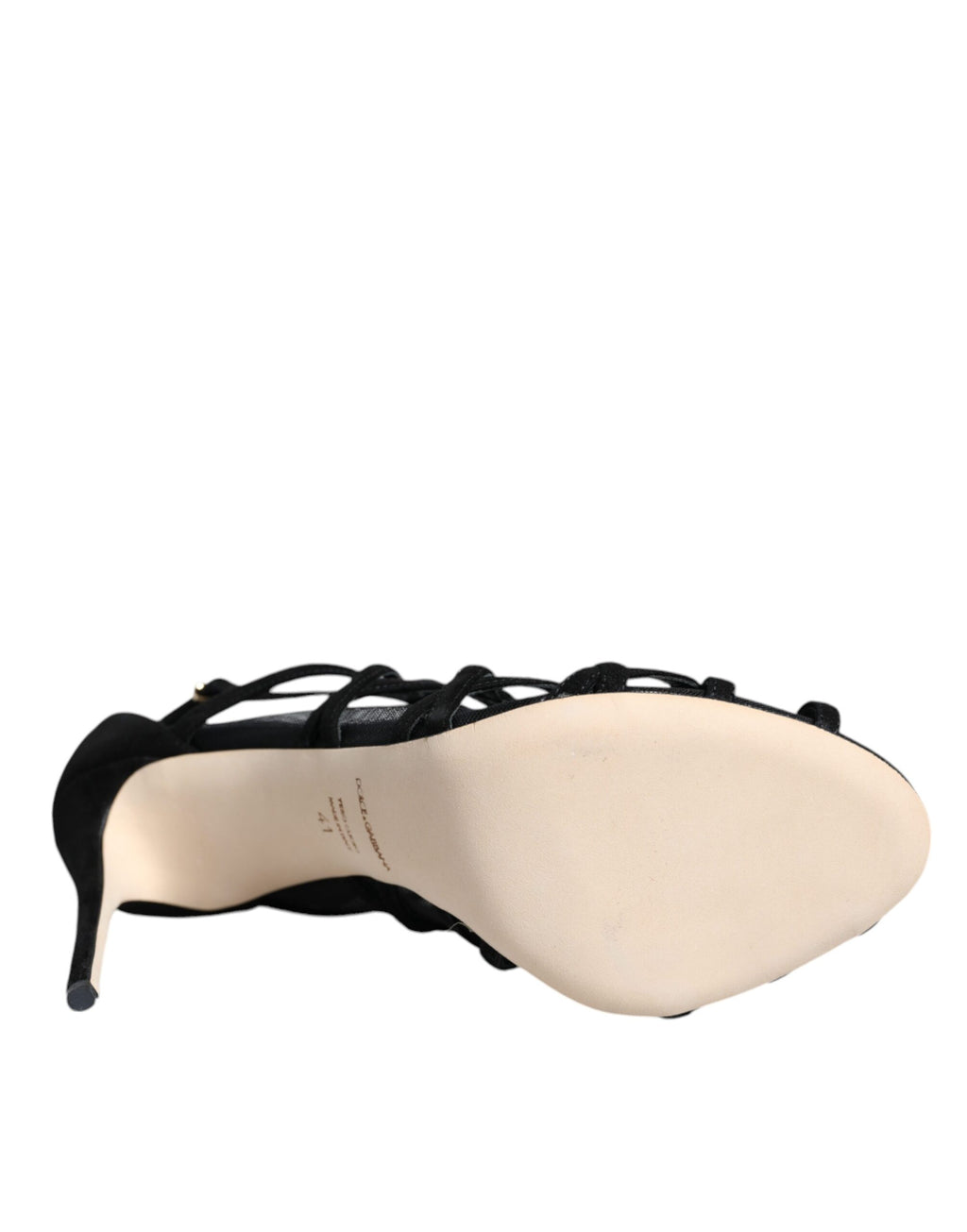 Dolce & Gabbana Black Tulle Stretch Heel Sandals Shoes