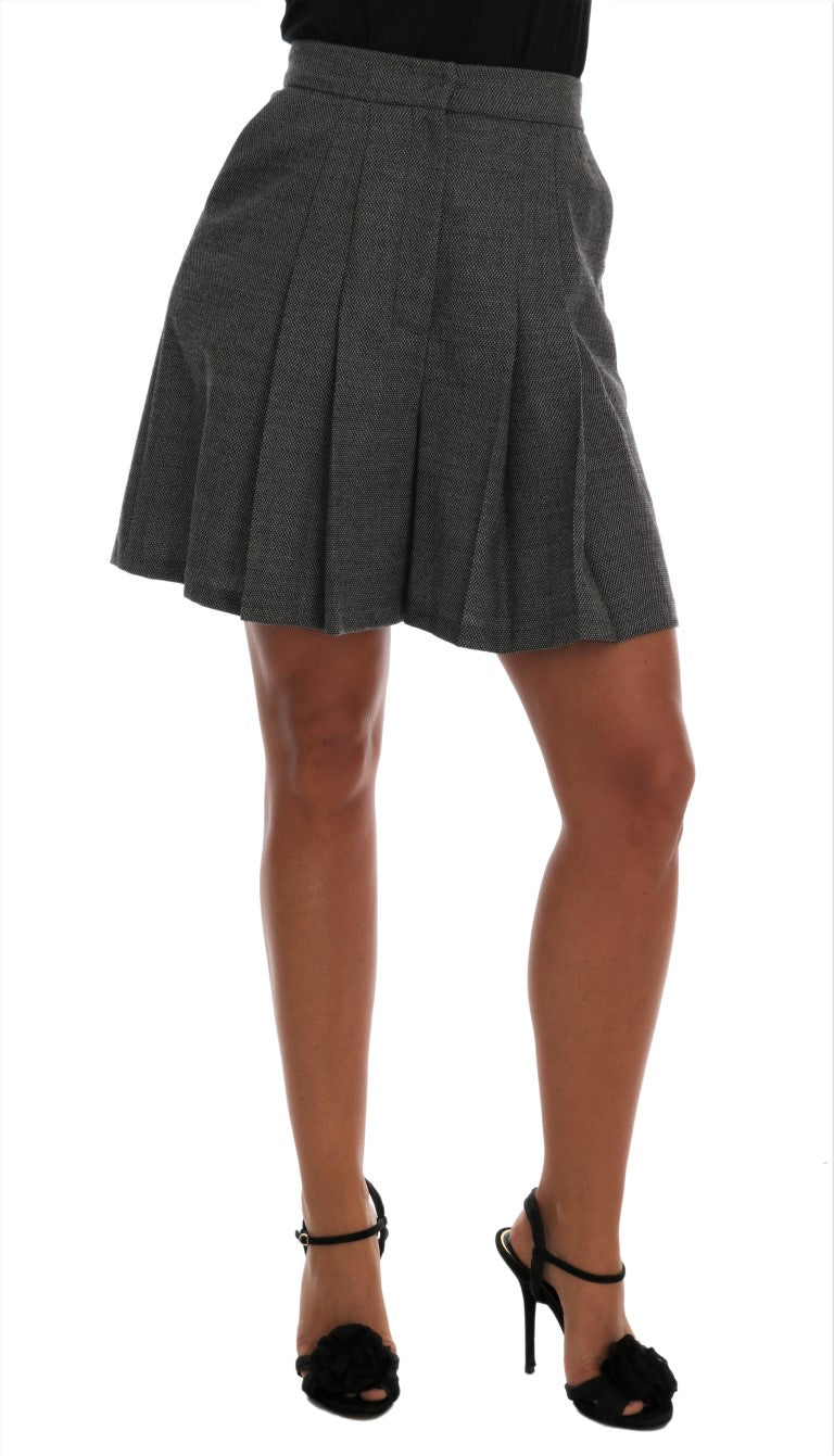 Dolce & Gabbana Graue Mini-Shorts mit hoher Taille aus Wolle