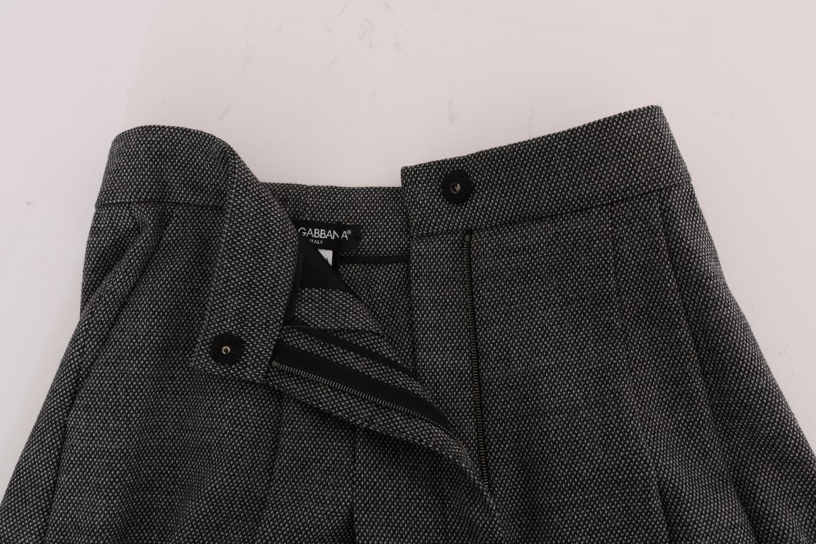 Dolce & Gabbana Graue Mini-Shorts mit hoher Taille aus Wolle