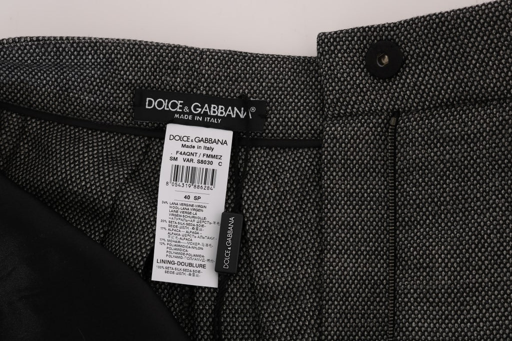 Dolce & Gabbana Graue Mini-Shorts mit hoher Taille aus Wolle