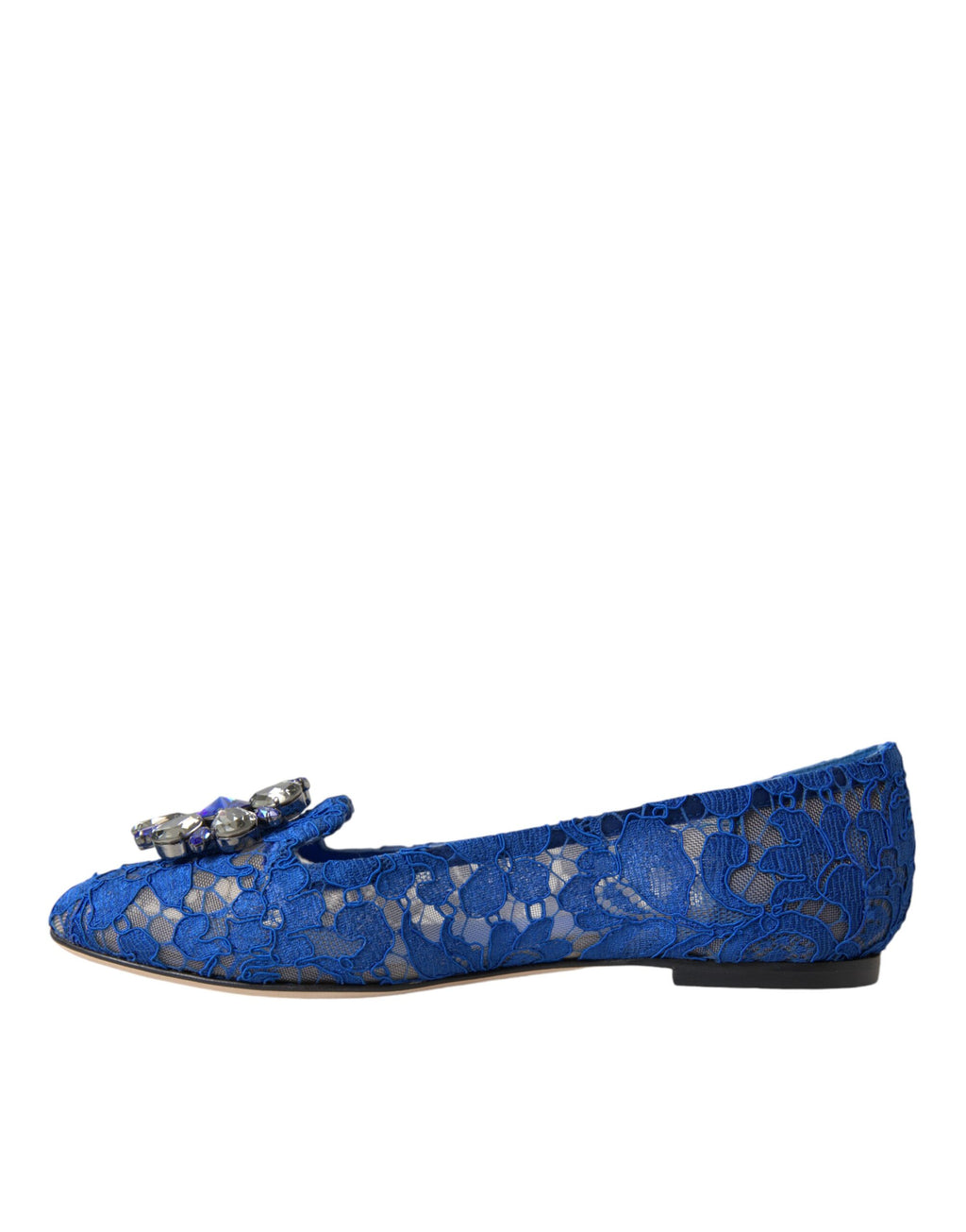 Dolce & Gabbana Blau Spitze Kristall Ballett Flats Loafers Schuhe