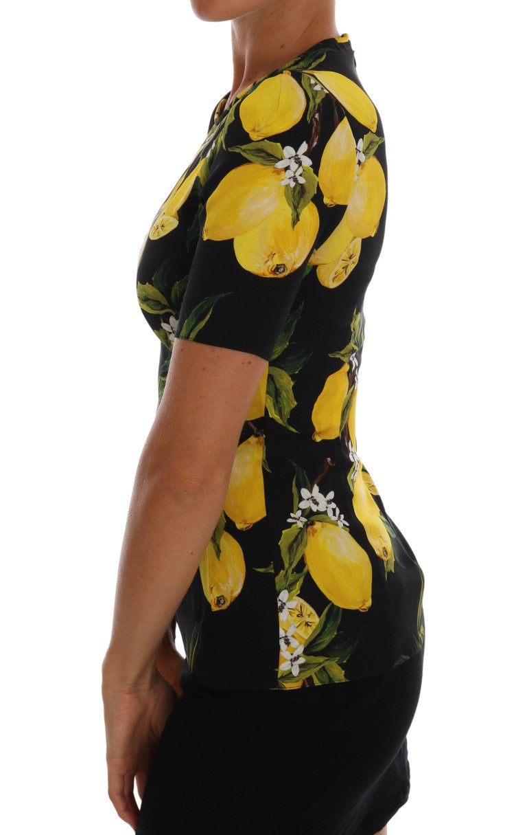Dolce & Gabbana Mehrfarbiges Lemon Silk Stretch T-Shirt