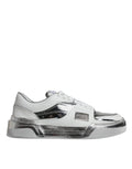 Dolce & Gabbana Weiß Silber Leder Low Top Sneakers Schuhe