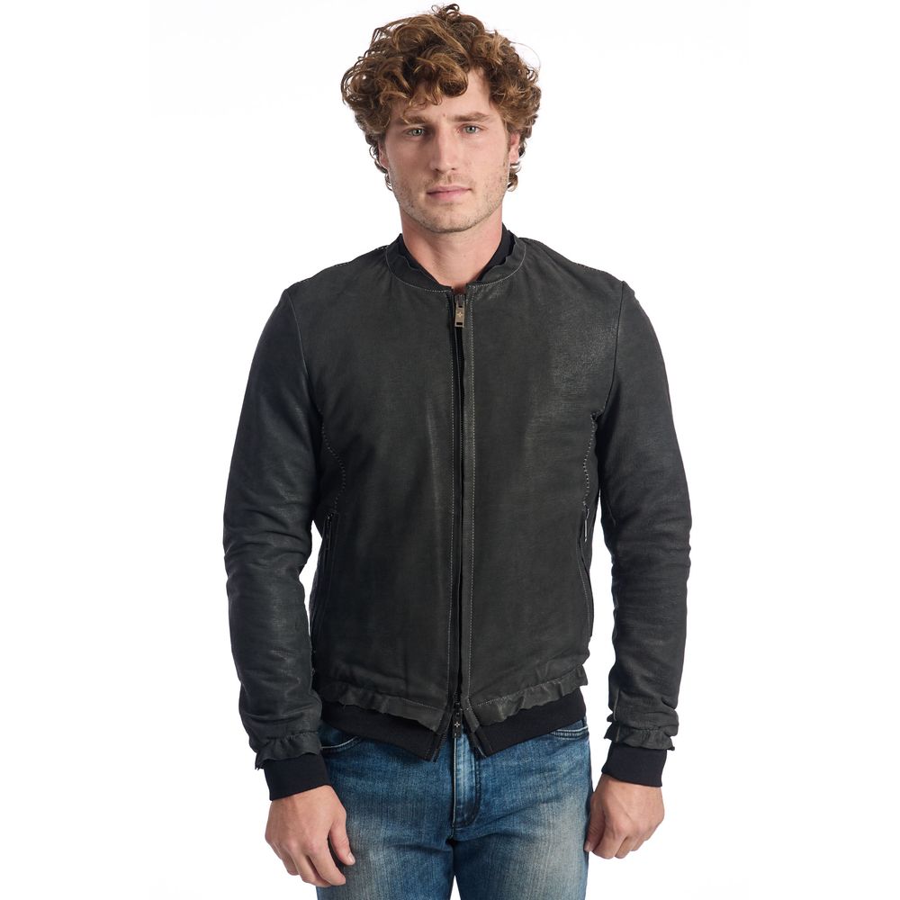Roberto Pepe Luxury Grey Lambskin Men's Jacket