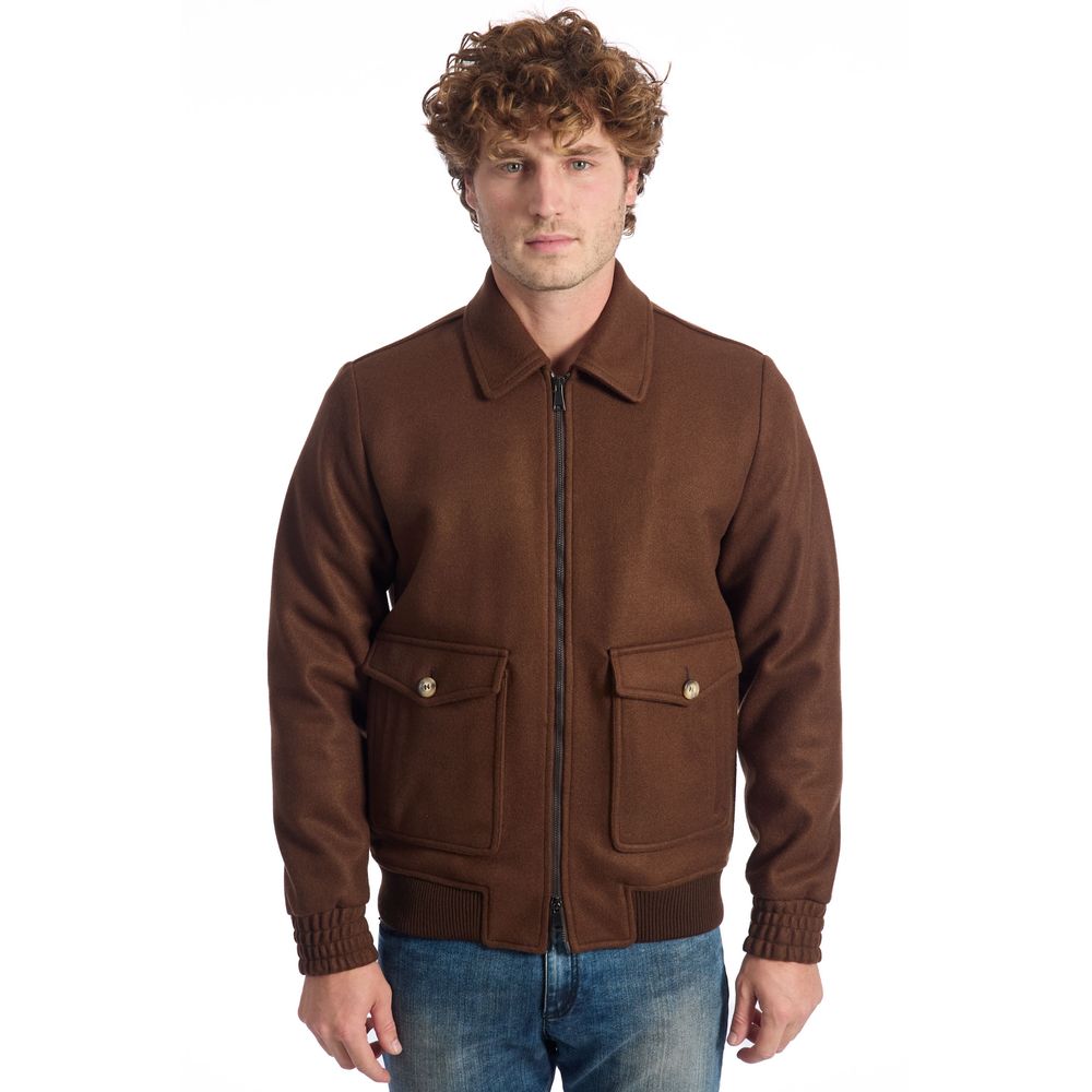 Roberto Pepe Luxury Men's Brown Wool Jacket