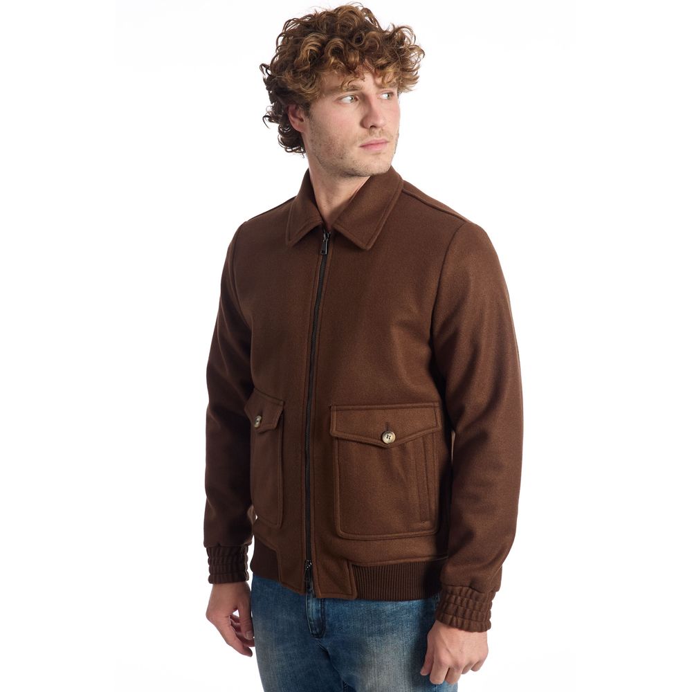 Roberto Pepe Luxury Men's Brown Wool Jacket