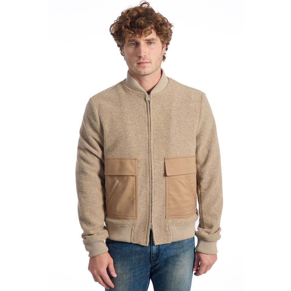 Roberto Pepe Luxury Beigefarbene Wolljacke für Herren