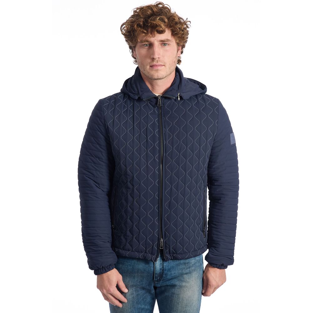 Roberto Pepe Luxury Men's Blue Polyamide Quilted Jacket