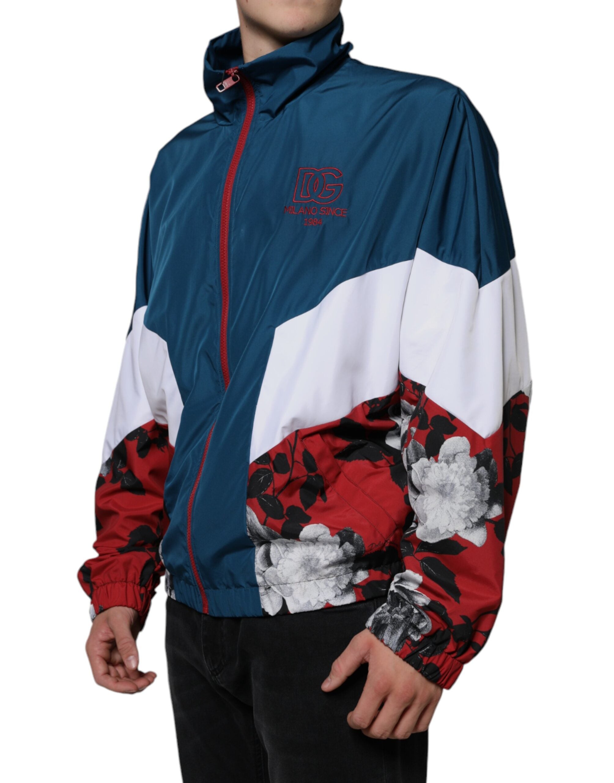 Dolce & Gabbana Multicolor Polyester Jacke mit durchgehendem Reißverschluss