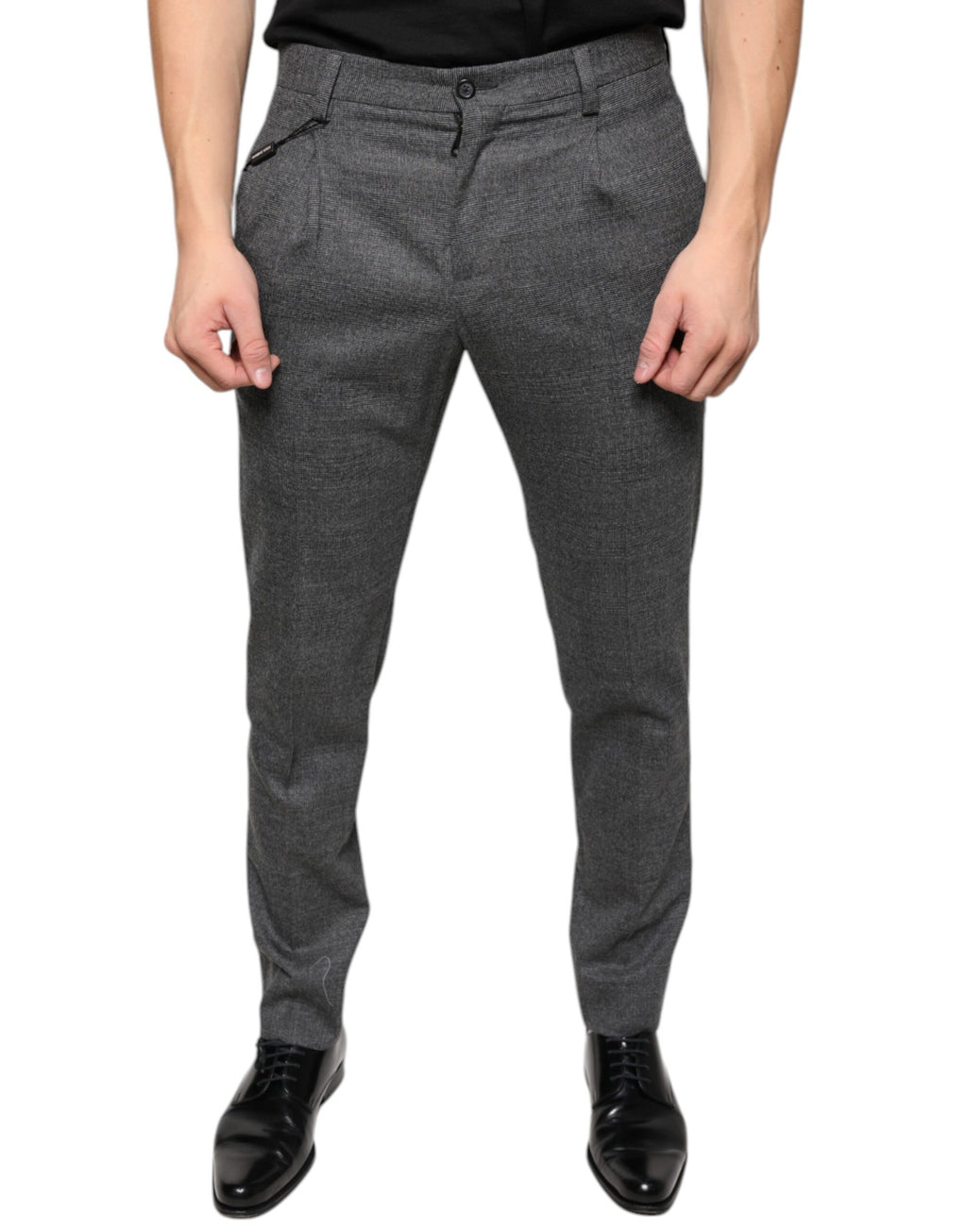 Dolce & Gabbana Grey Plaid Tartan Wool Skinny Pants