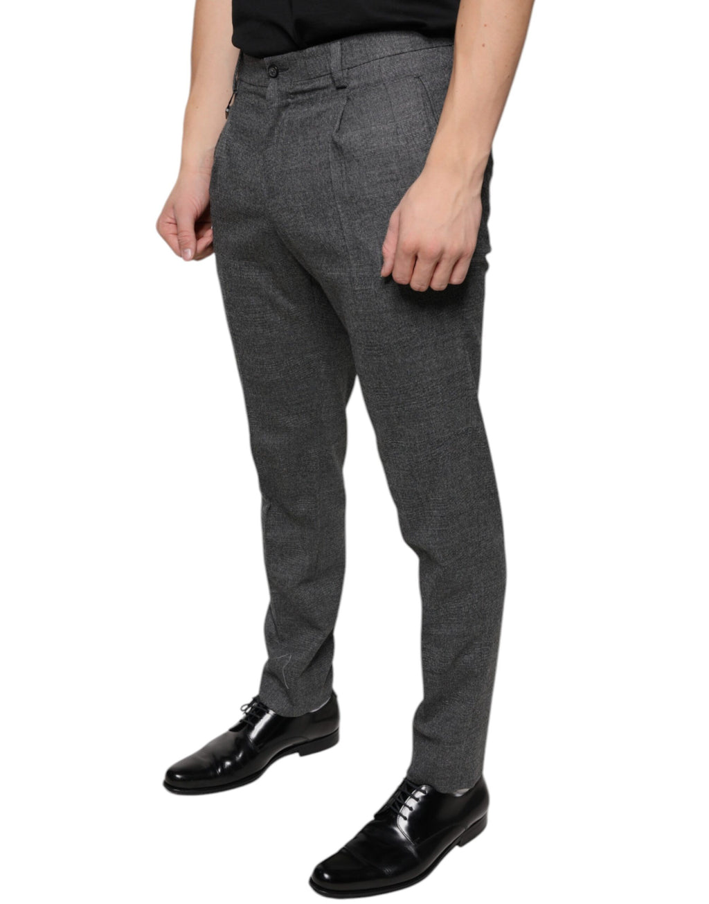 Dolce & Gabbana Grey Plaid Tartan Wool Skinny Pants