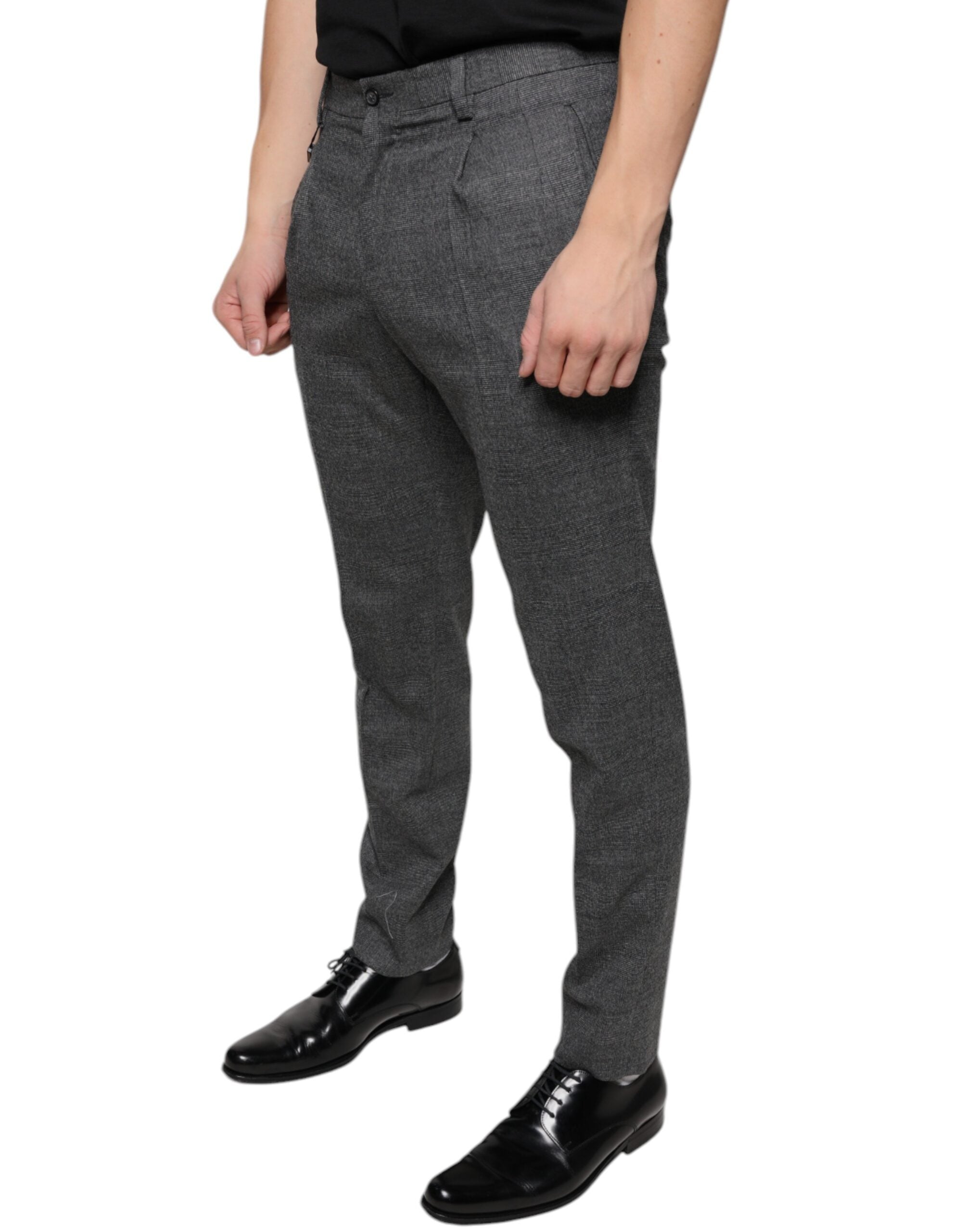 Dolce & Gabbana Grey Plaid Tartan Wool Skinny Pants