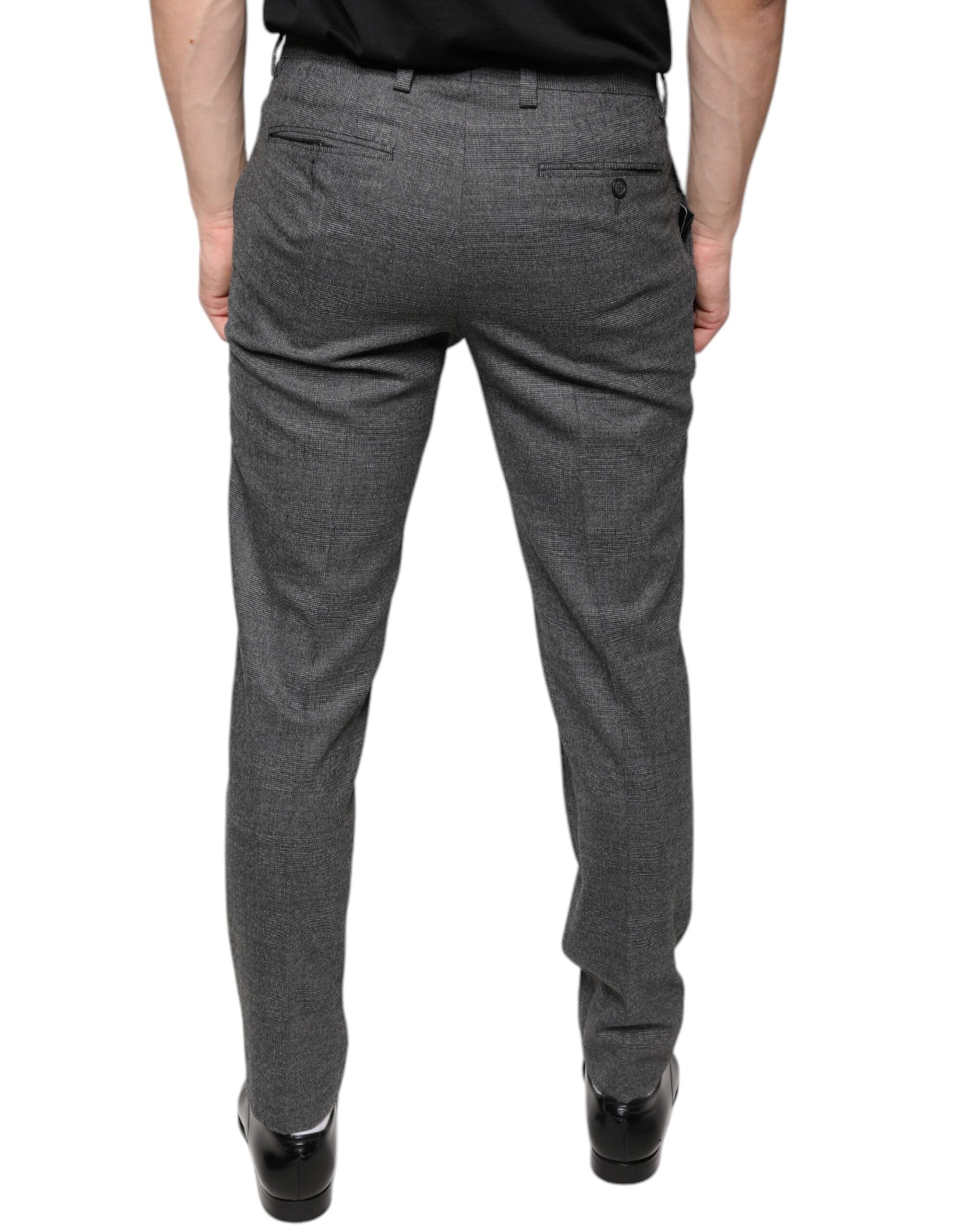 Dolce & Gabbana Grey Plaid Tartan Wool Skinny Pants