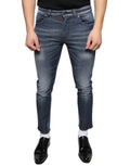 Dolce & Gabbana Washed Cotton Dark Blue Skinny Denim Jeans