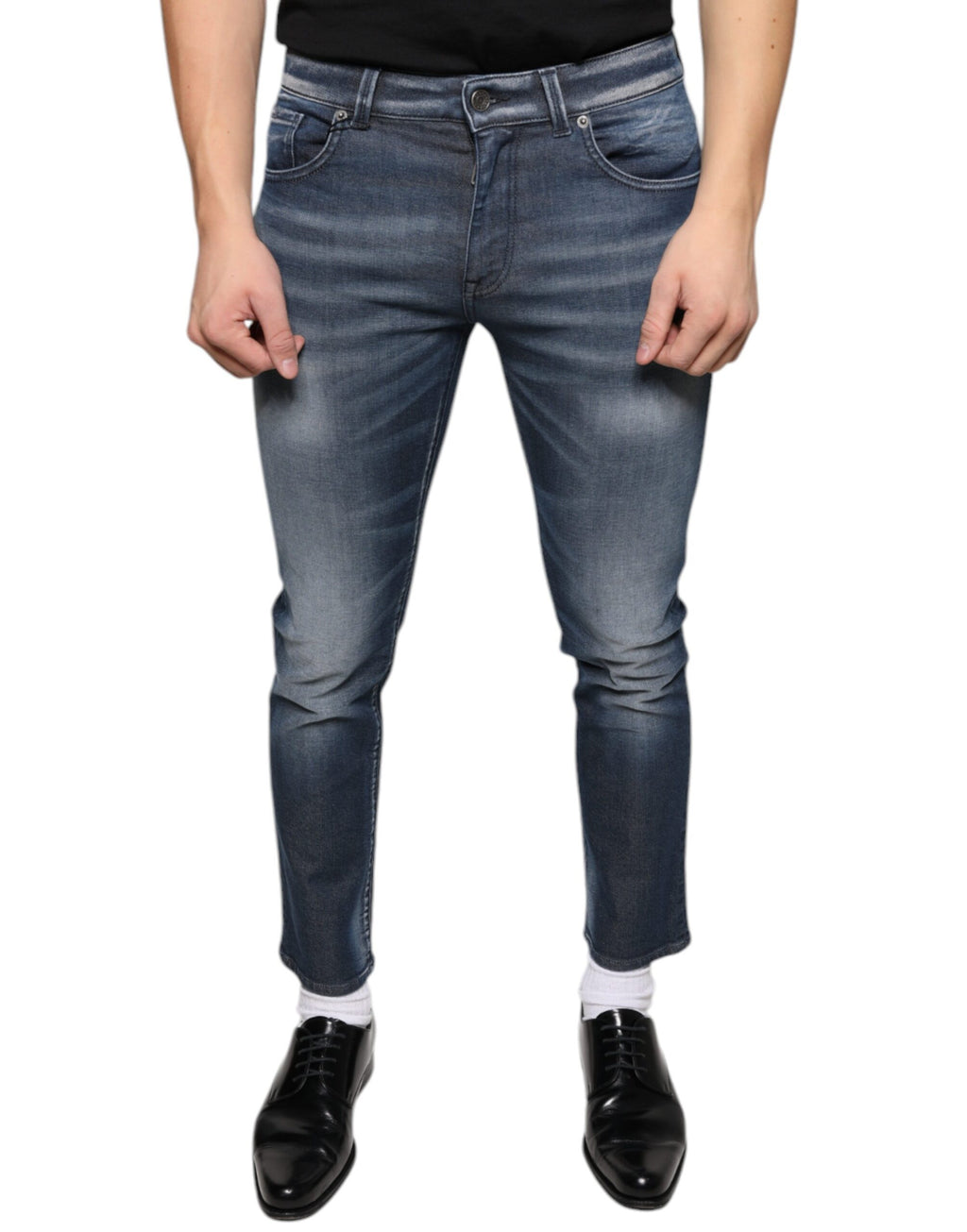 Dolce & Gabbana Washed Cotton Dark Blue Skinny Denim Jeans