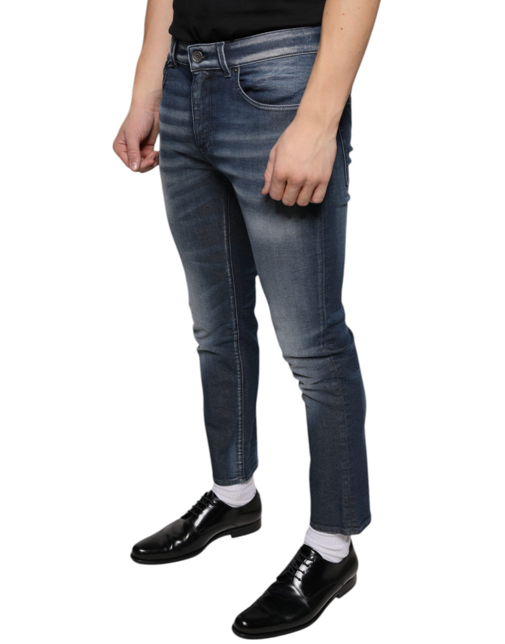 Dolce & Gabbana Washed Cotton Dark Blue Skinny Denim Jeans