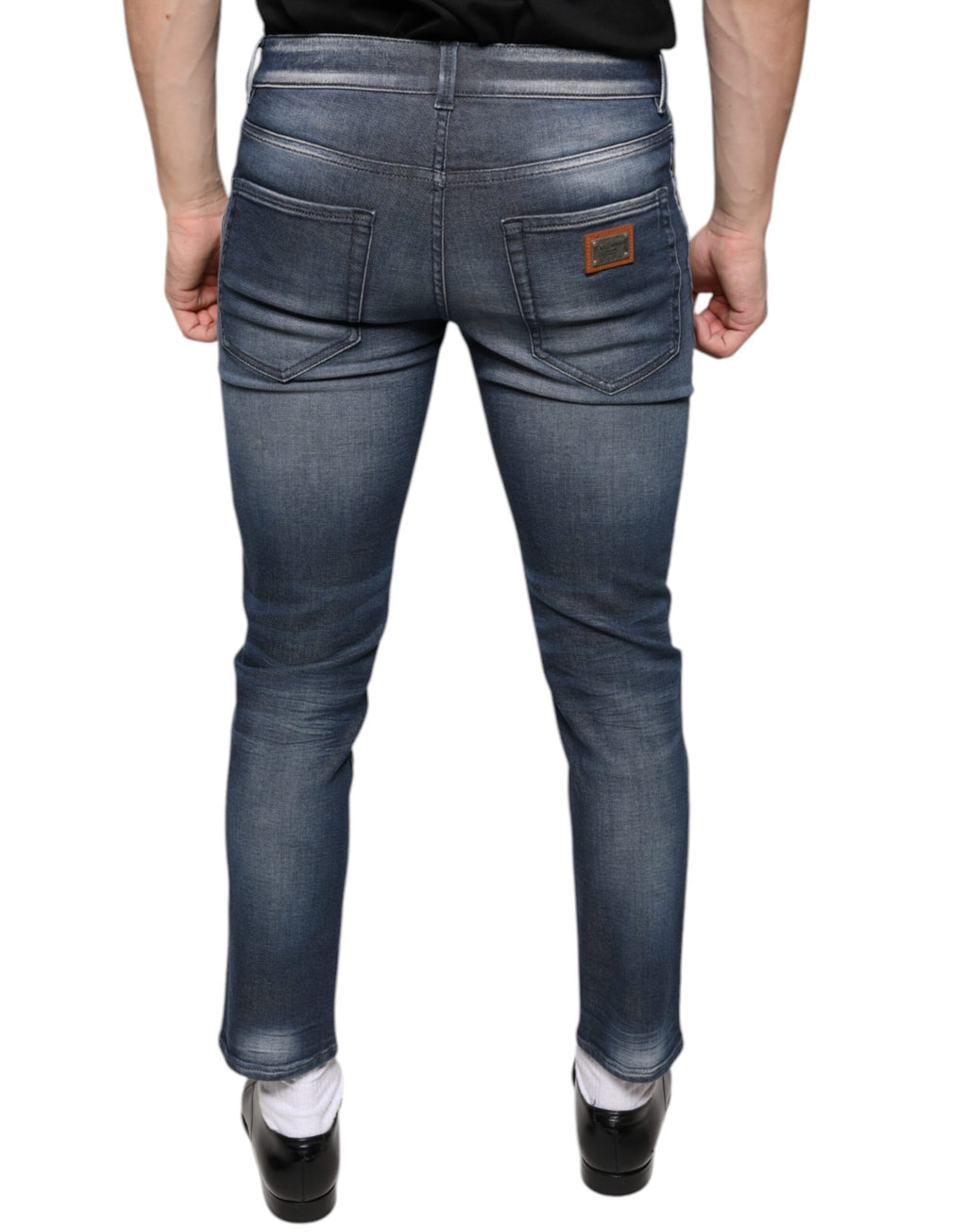 Dolce & Gabbana Washed Cotton Dark Blue Skinny Denim Jeans