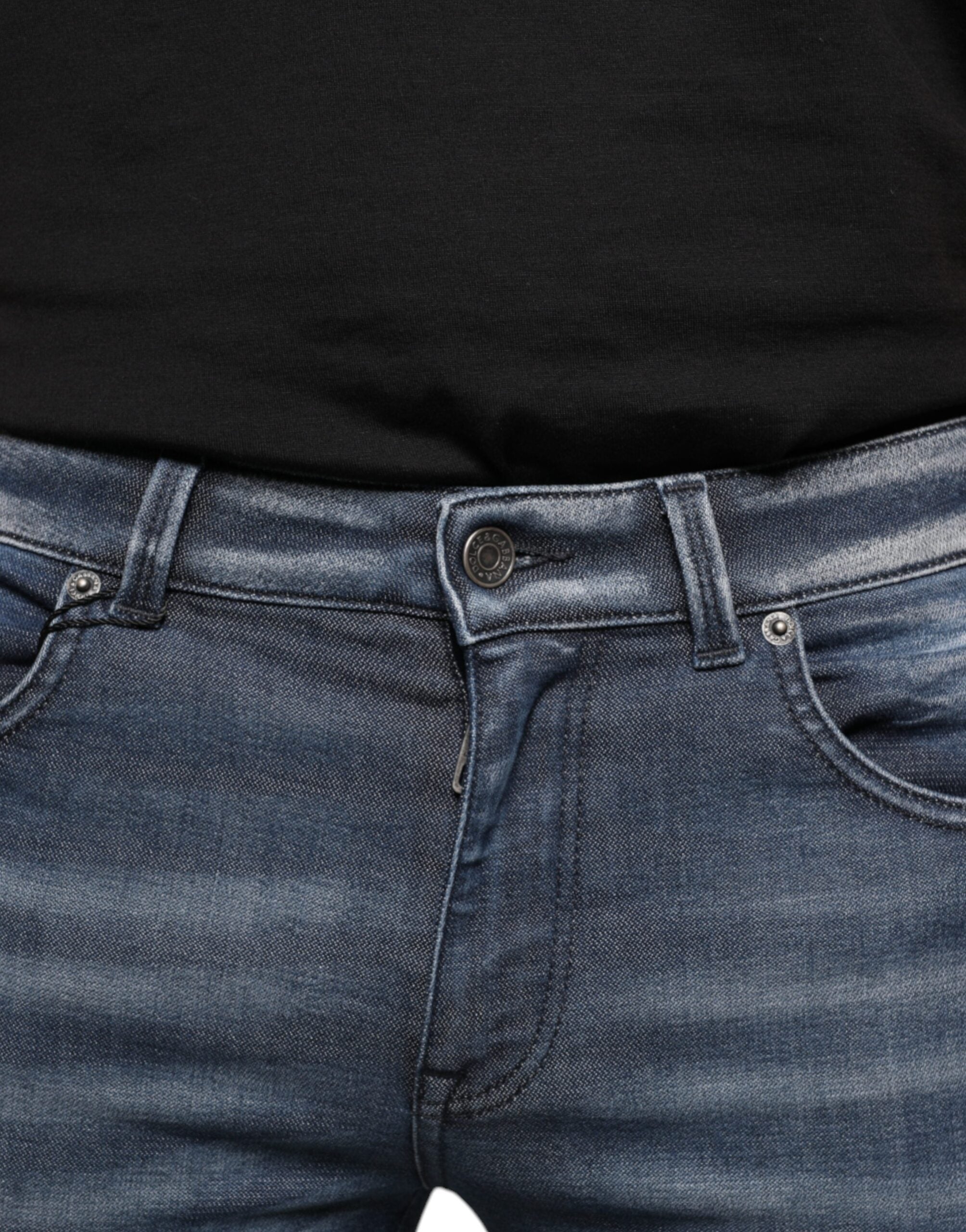 Dolce & Gabbana Washed Cotton Dark Blue Skinny Denim Jeans