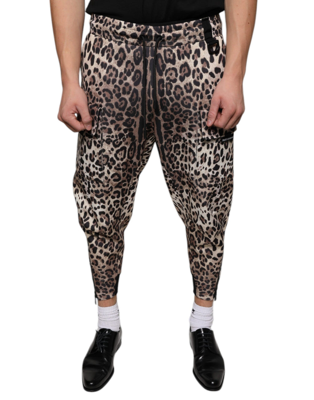 Dolce & Gabbana Brown Leopard Print Polyester Jogger Pants