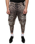 Dolce & Gabbana Brown Leopard Print Polyester Jogger Pants