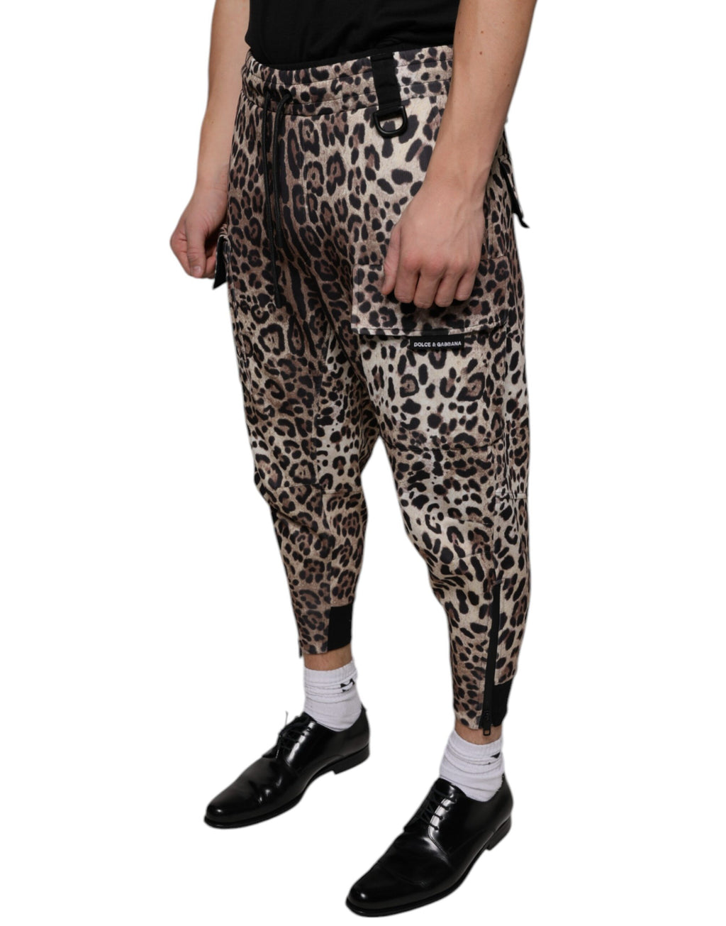 Dolce & Gabbana Brown Leopard Print Polyester Jogger Pants