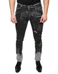 Dolce & Gabbana Black Embellished Cotton Skinny Jeans