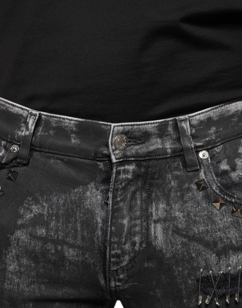 Dolce & Gabbana Black Embellished Cotton Skinny Jeans