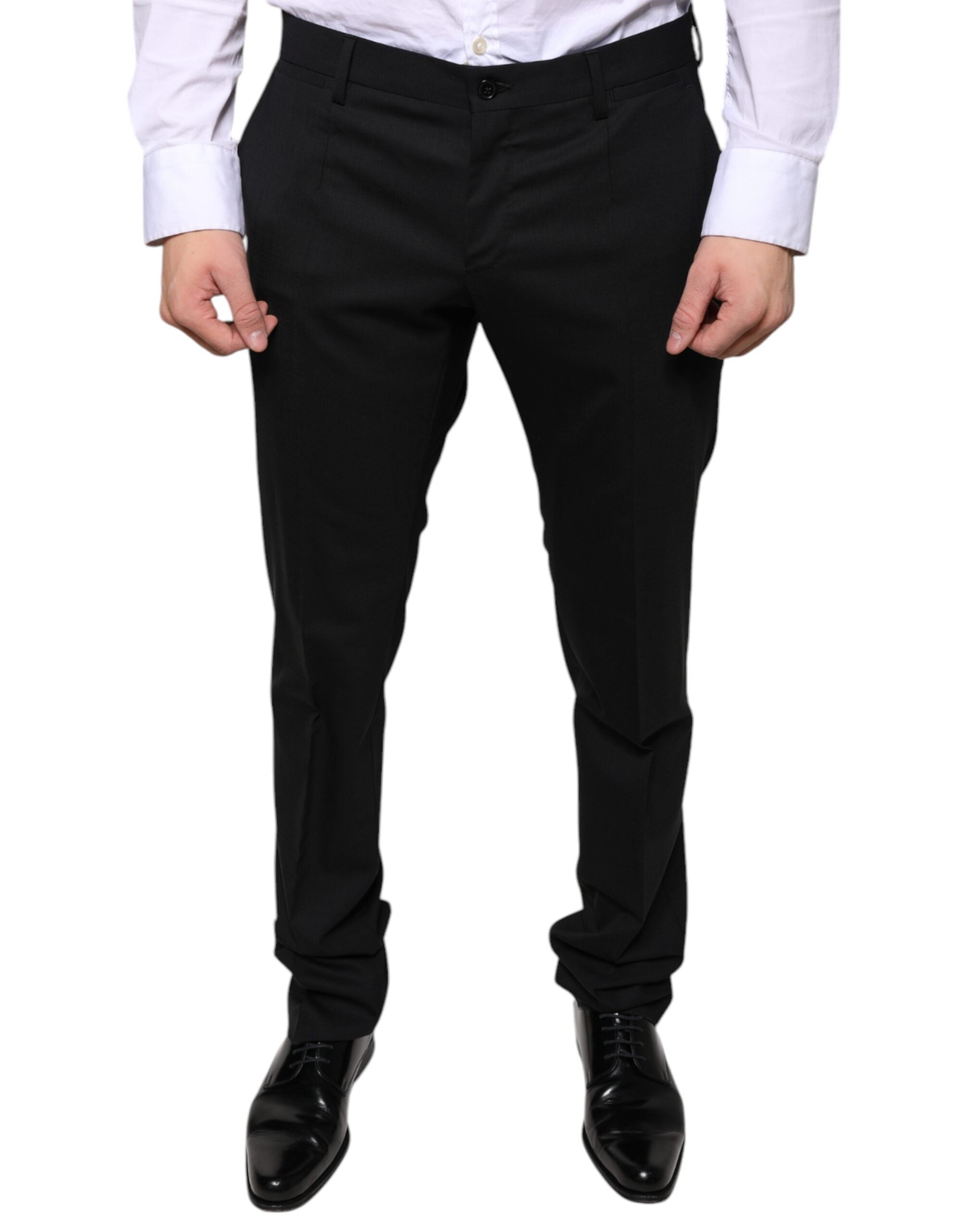 Dolce & Gabbana Black Wool Skinny Dress Formal Trousers