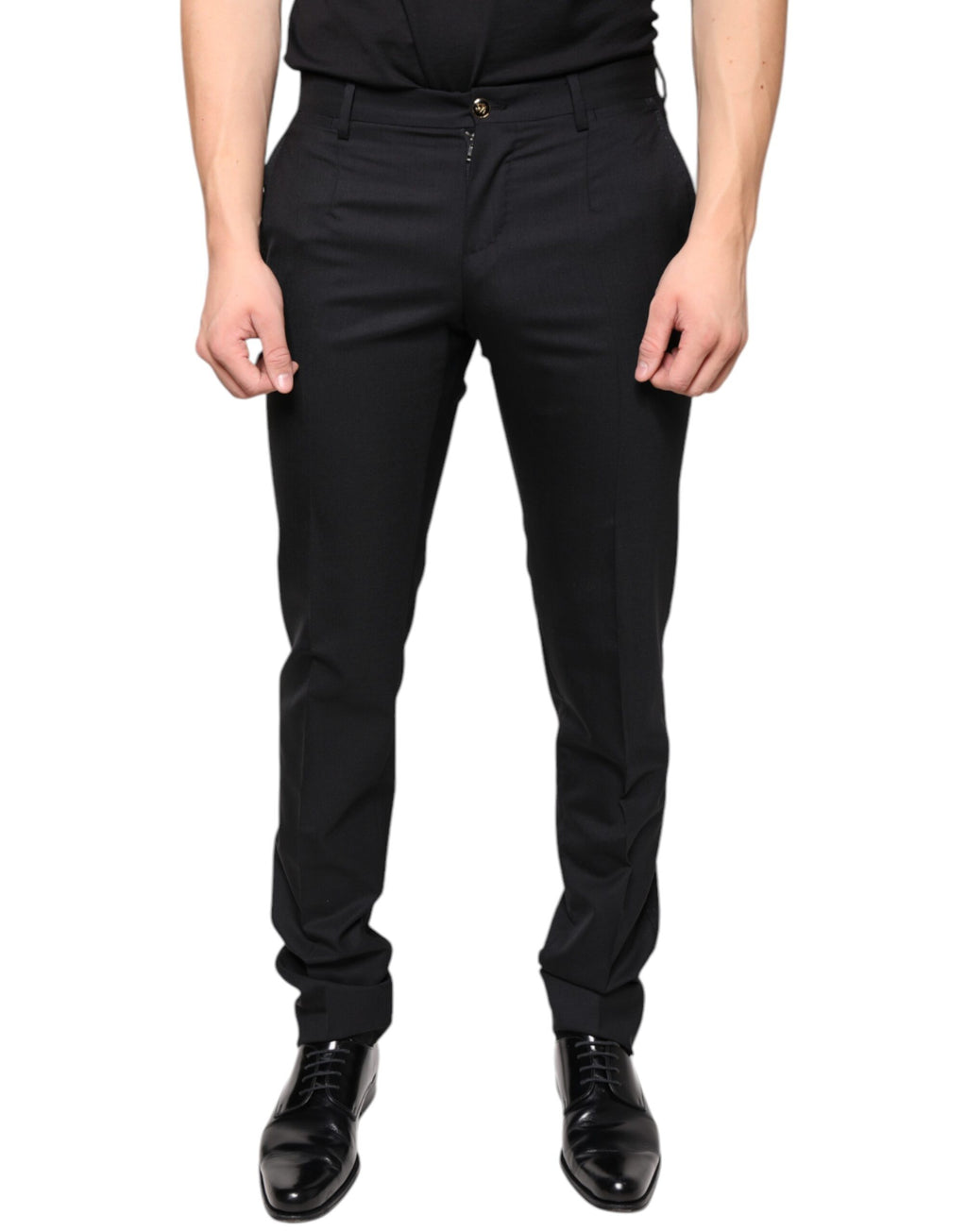 Dolce & Gabbana Men's Black Skinny Wool Suit Trousers